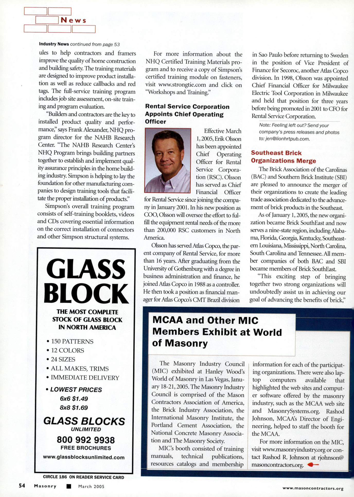 Masonry Magazine March 2005 Page. 56