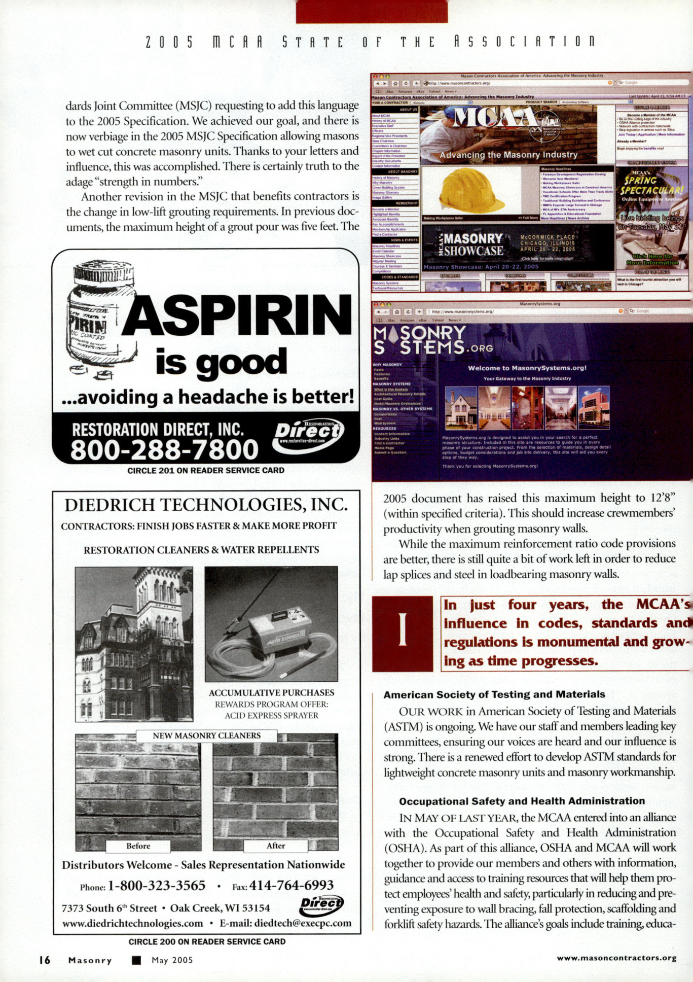 Masonry Magazine May 2005 Page. 18