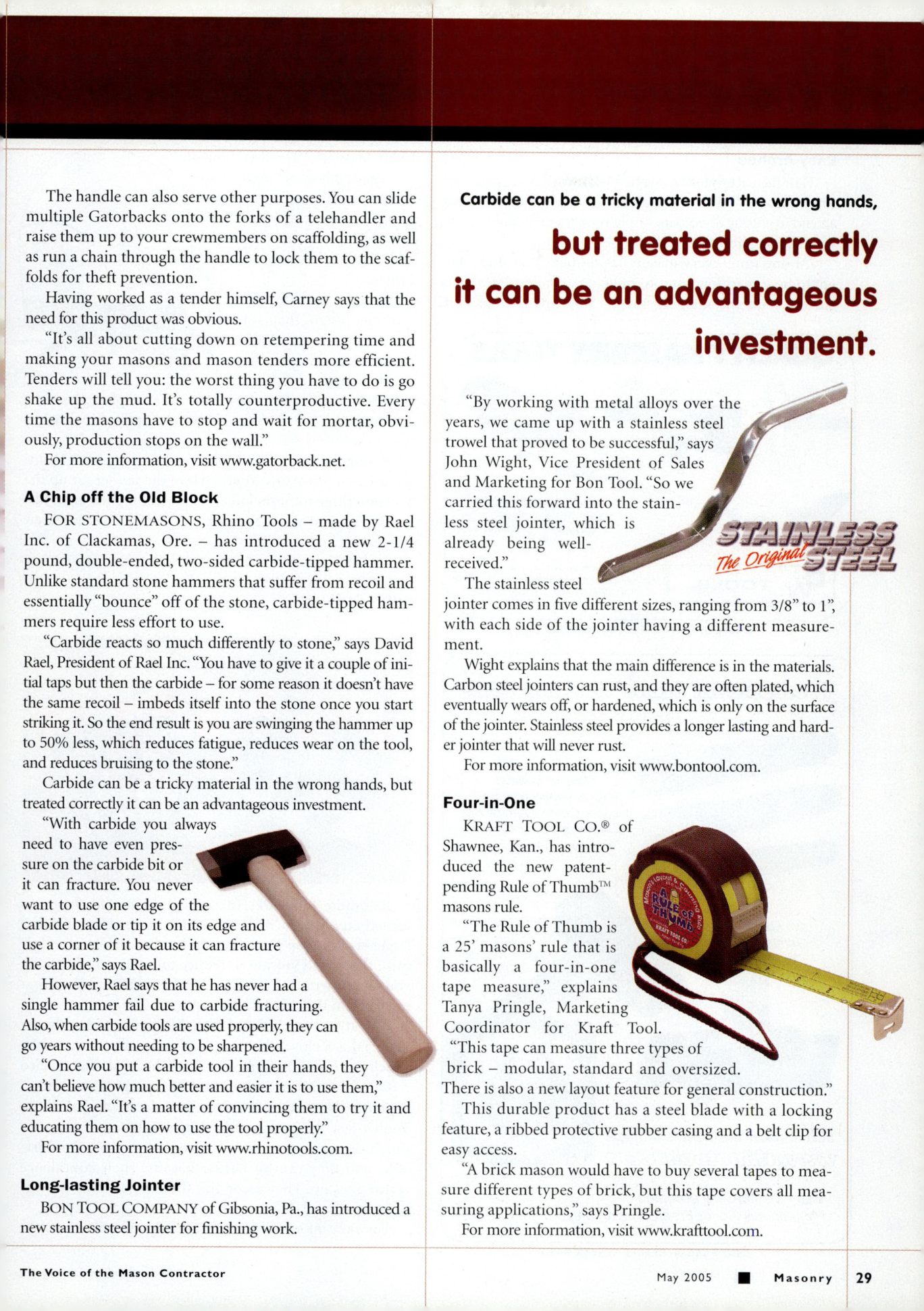 Masonry Magazine May 2005 Page. 31