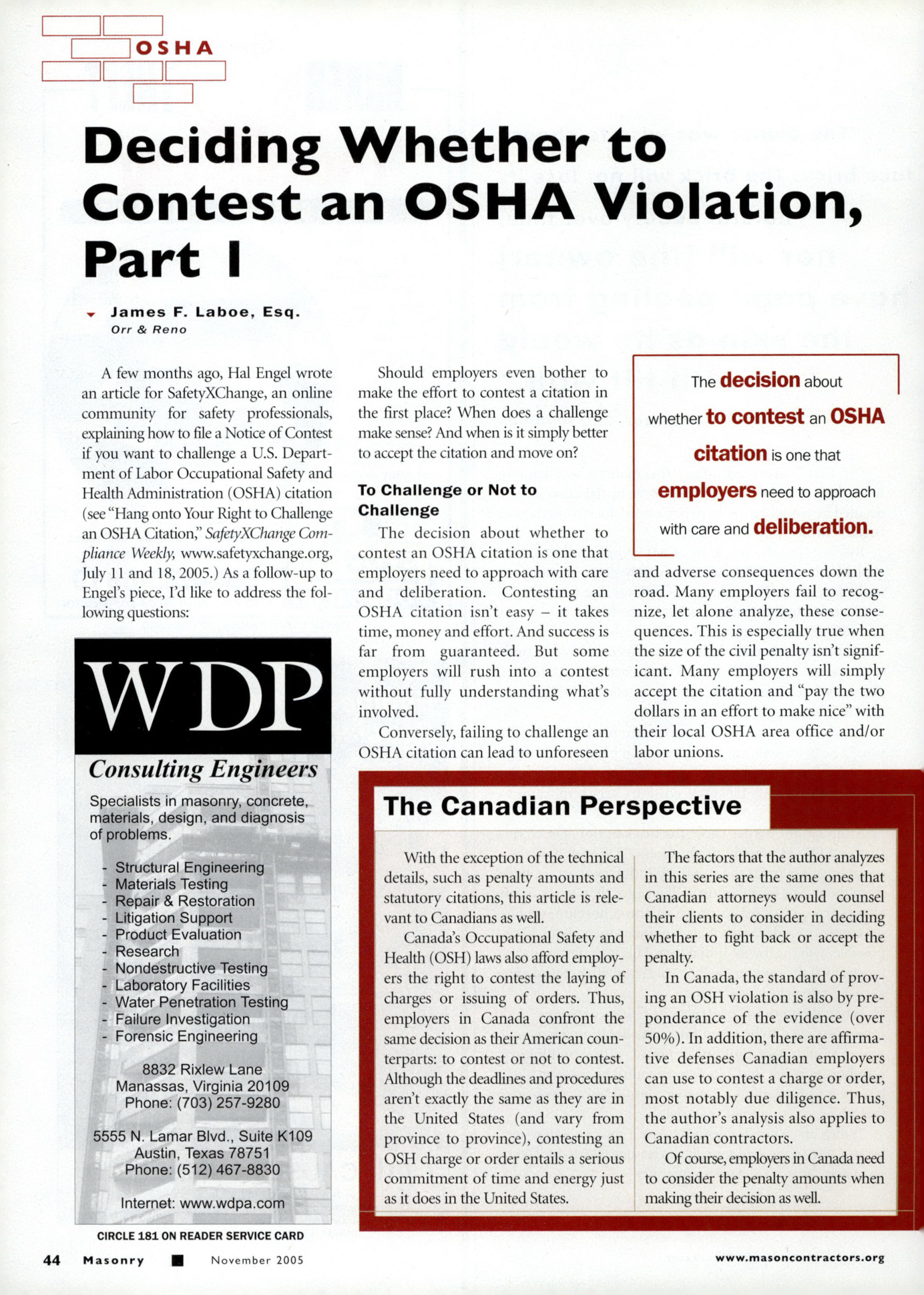 Masonry Magazine November 2005 Page. 46