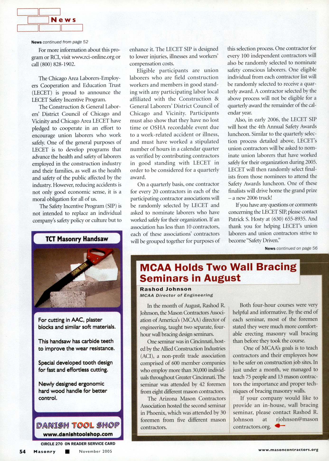 Masonry Magazine November 2005 Page. 56