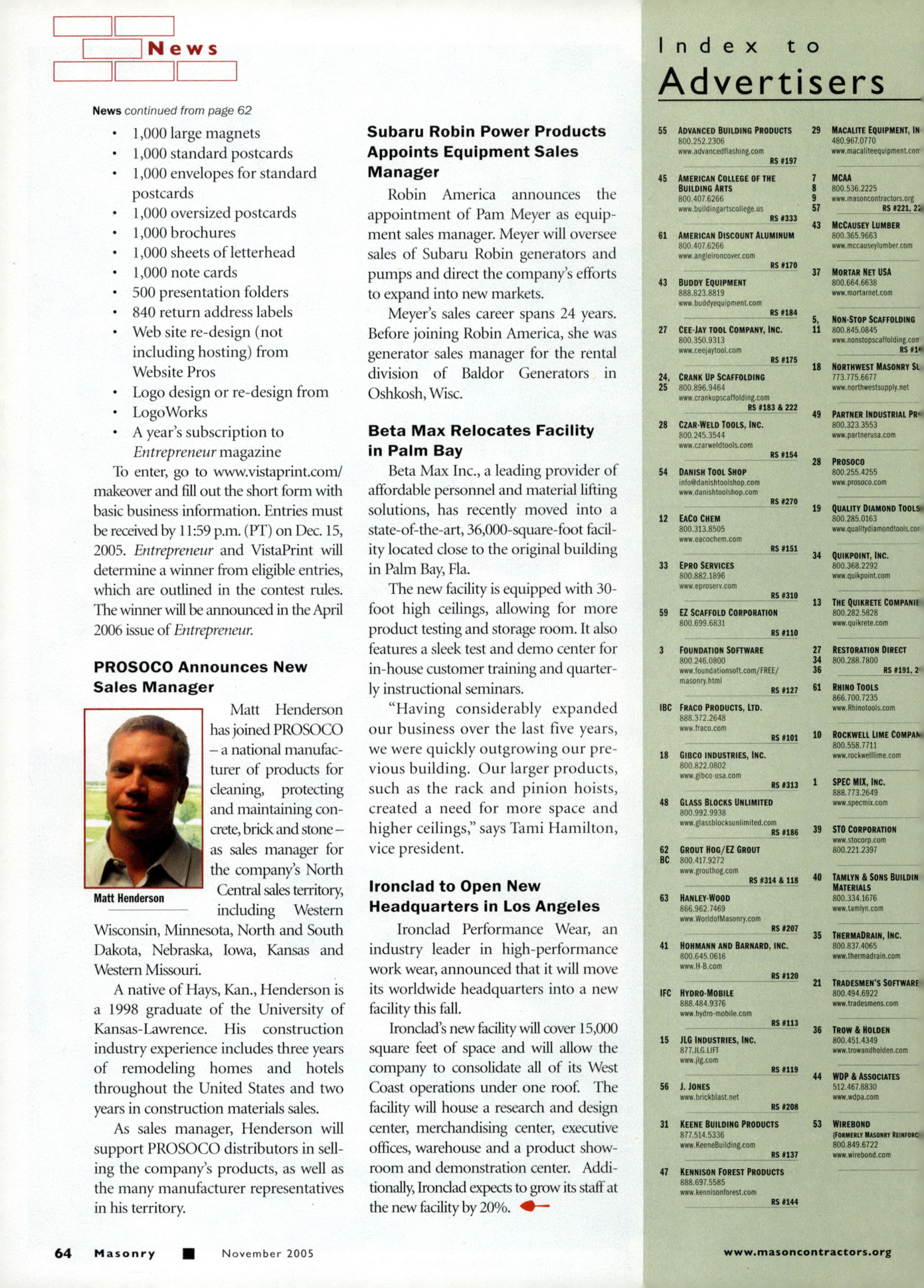 Masonry Magazine November 2005 Page. 66