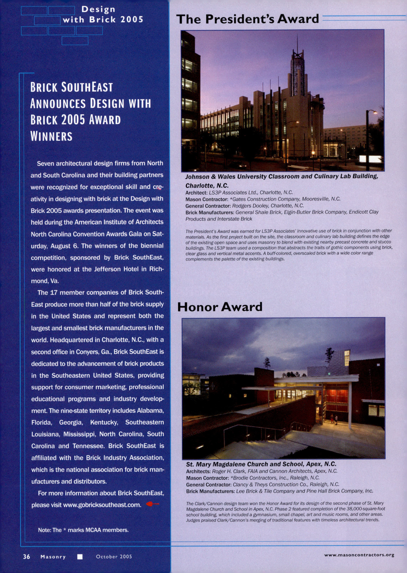Masonry Magazine October 2005 Page. 38