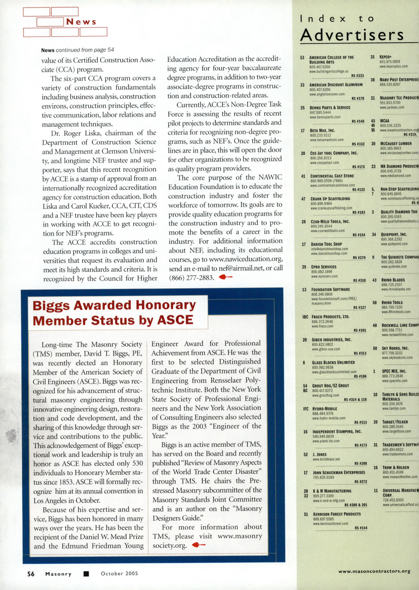 Masonry Magazine October 2005 Page. 58