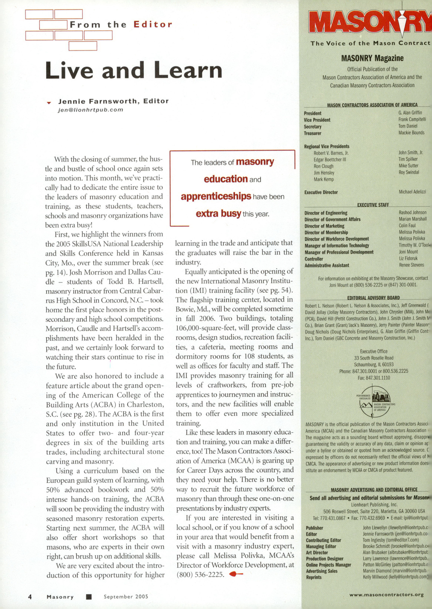 Masonry Magazine September 2005 Page. 6