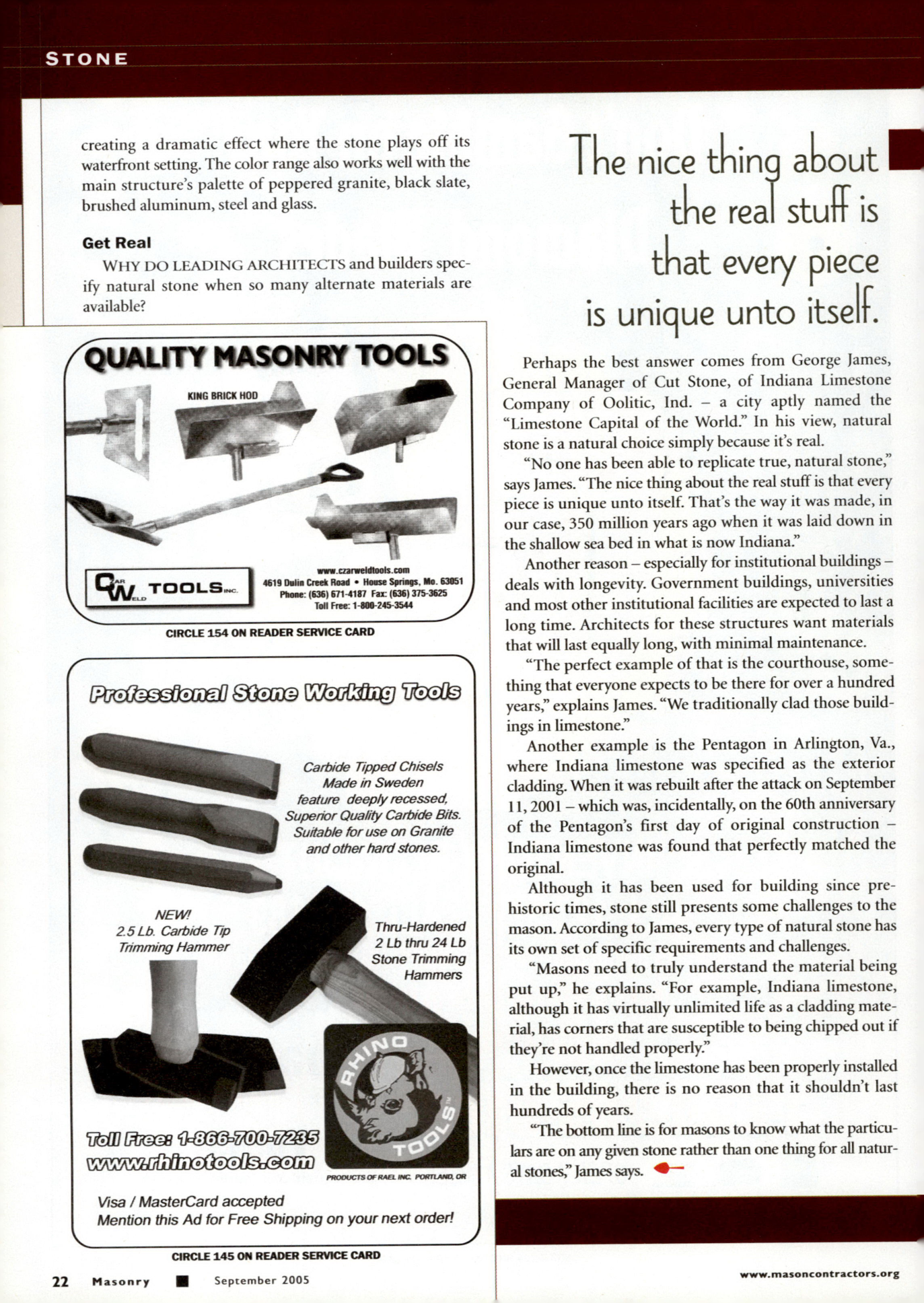 Masonry Magazine September 2005 Page. 24