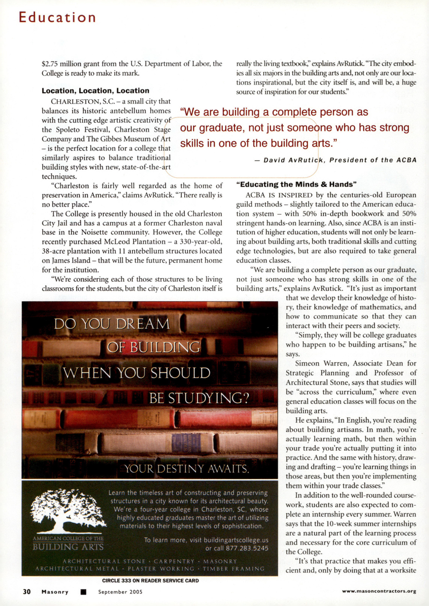 Masonry Magazine September 2005 Page. 32
