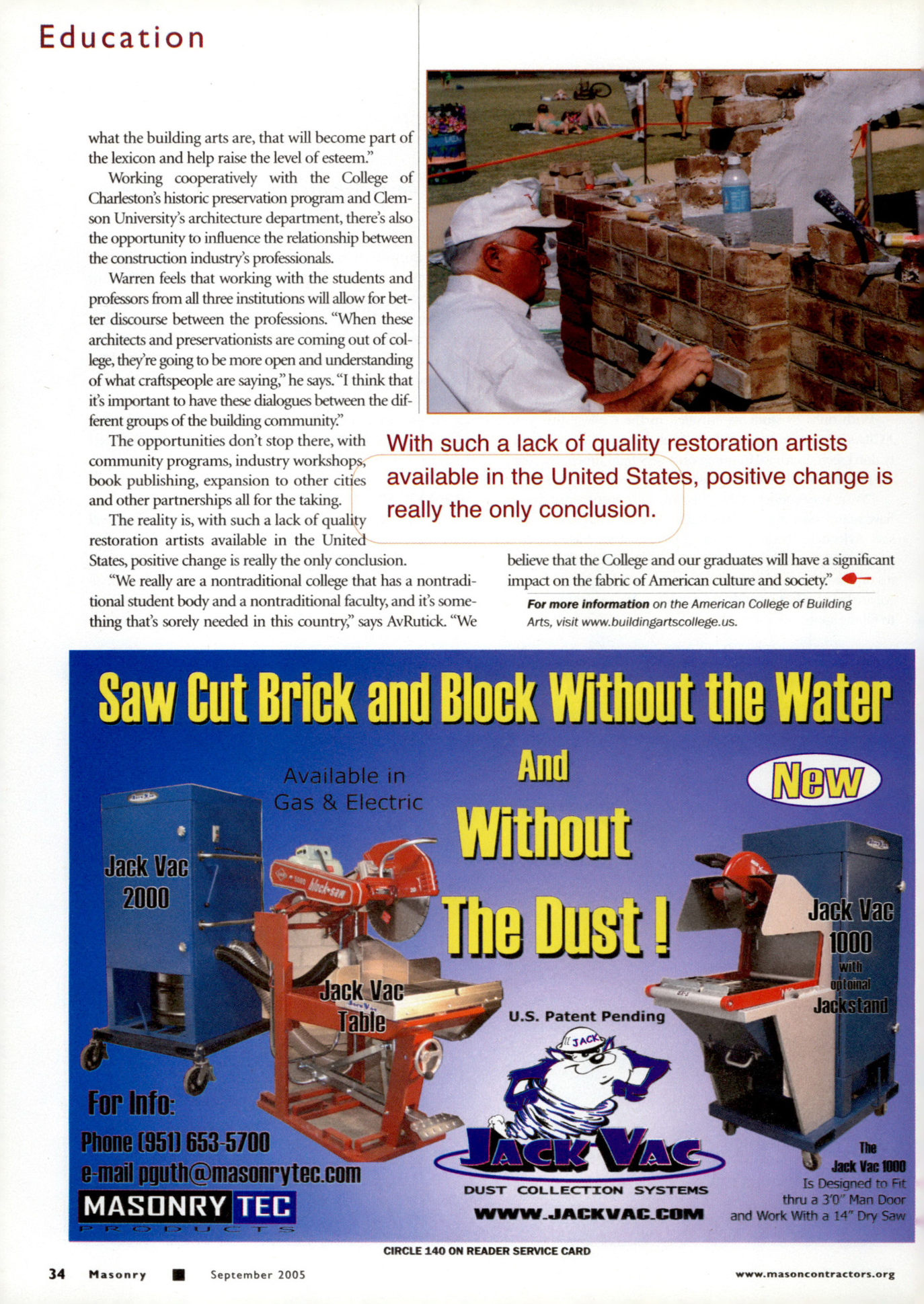 Masonry Magazine September 2005 Page. 36