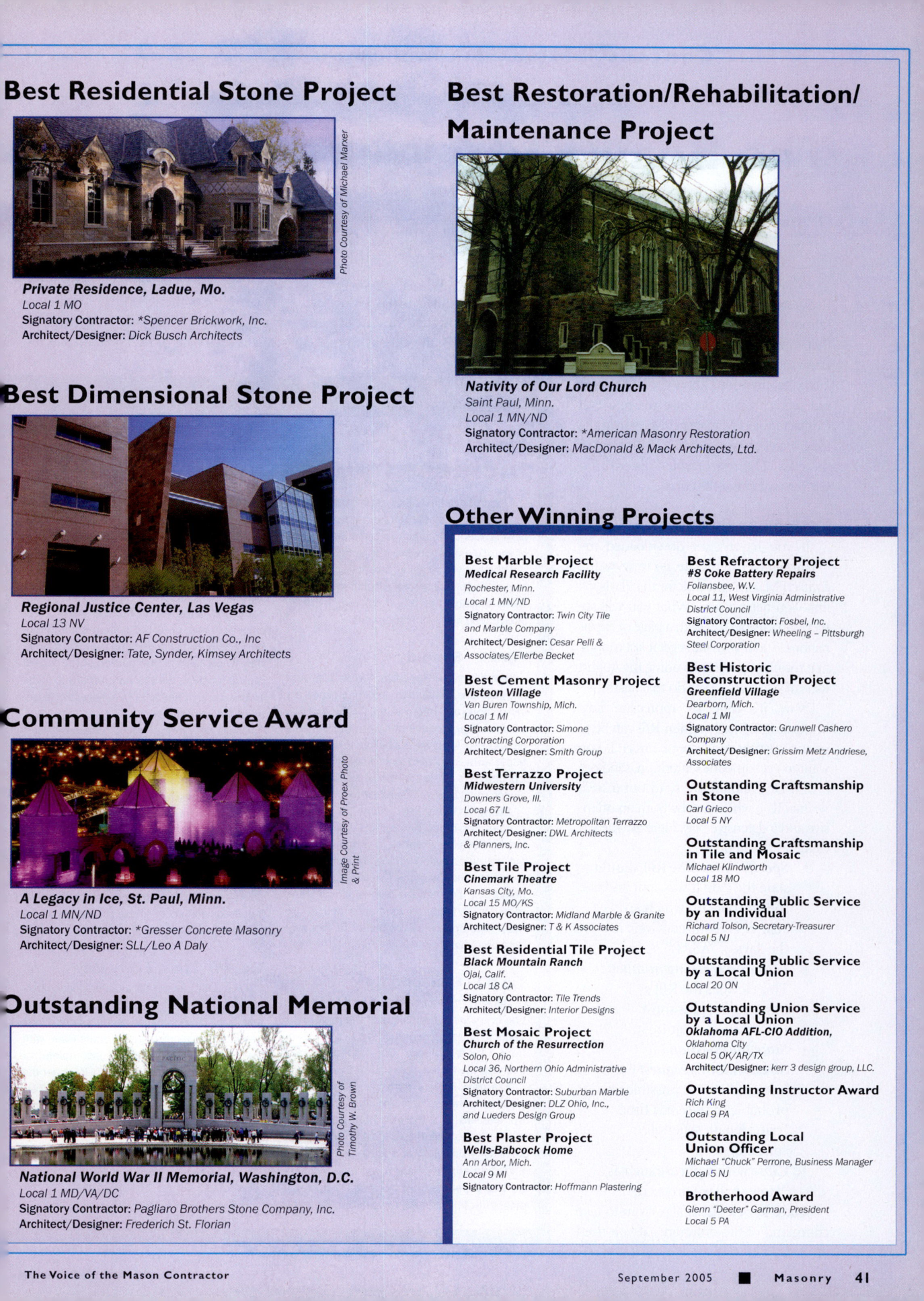 Masonry Magazine September 2005 Page. 43