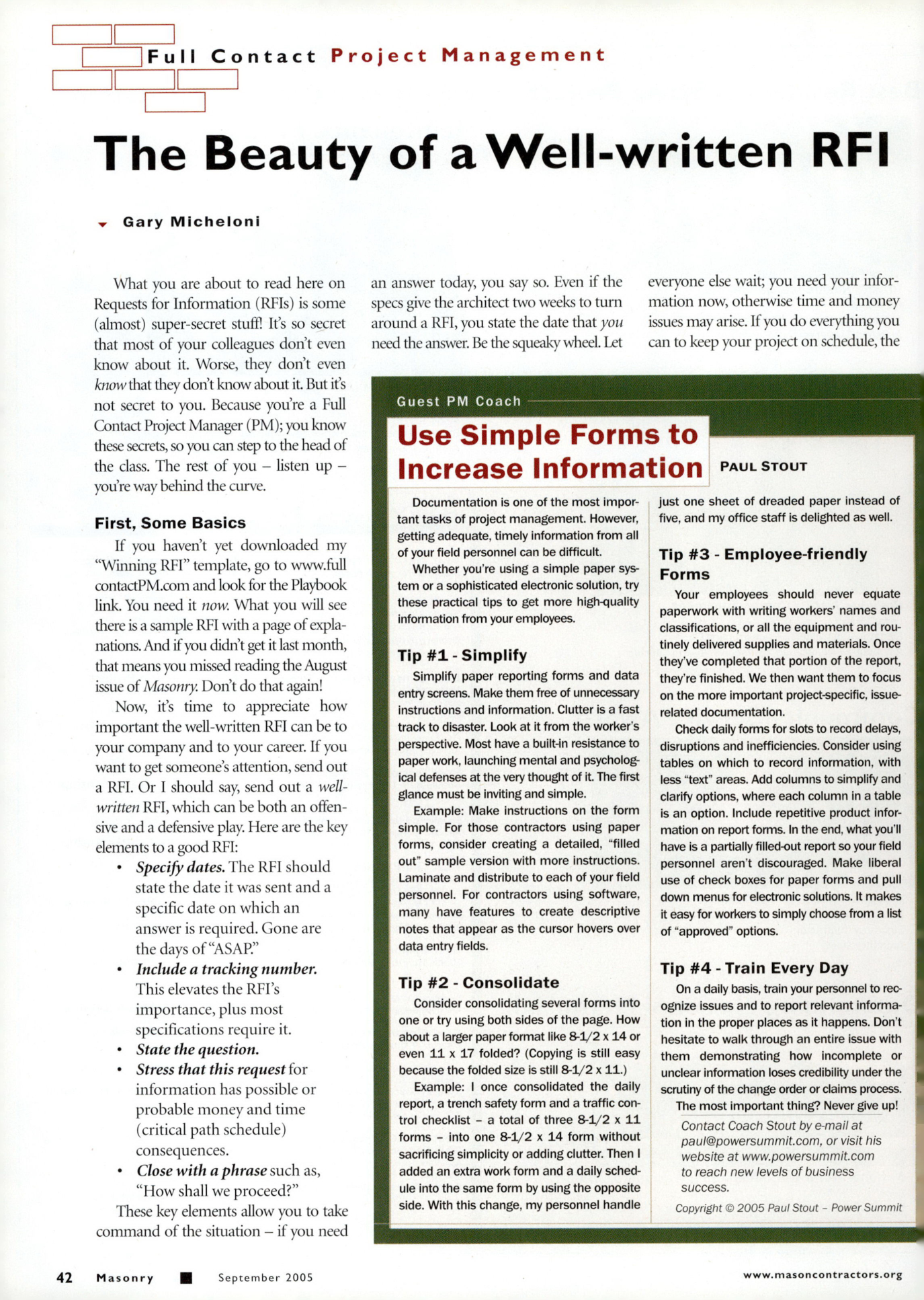 Masonry Magazine September 2005 Page. 44