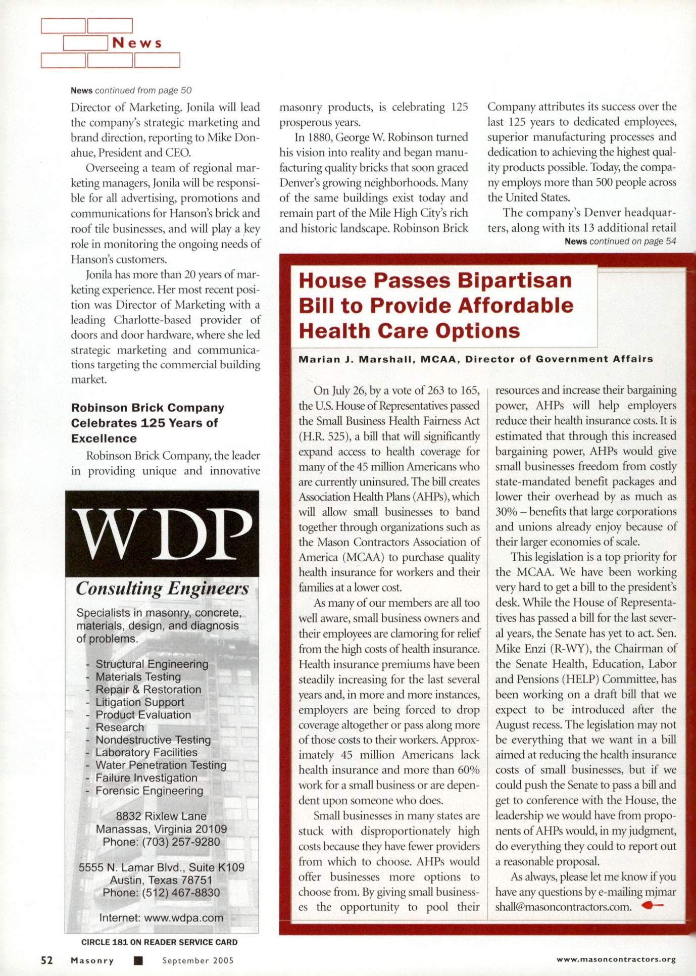 Masonry Magazine September 2005 Page. 54