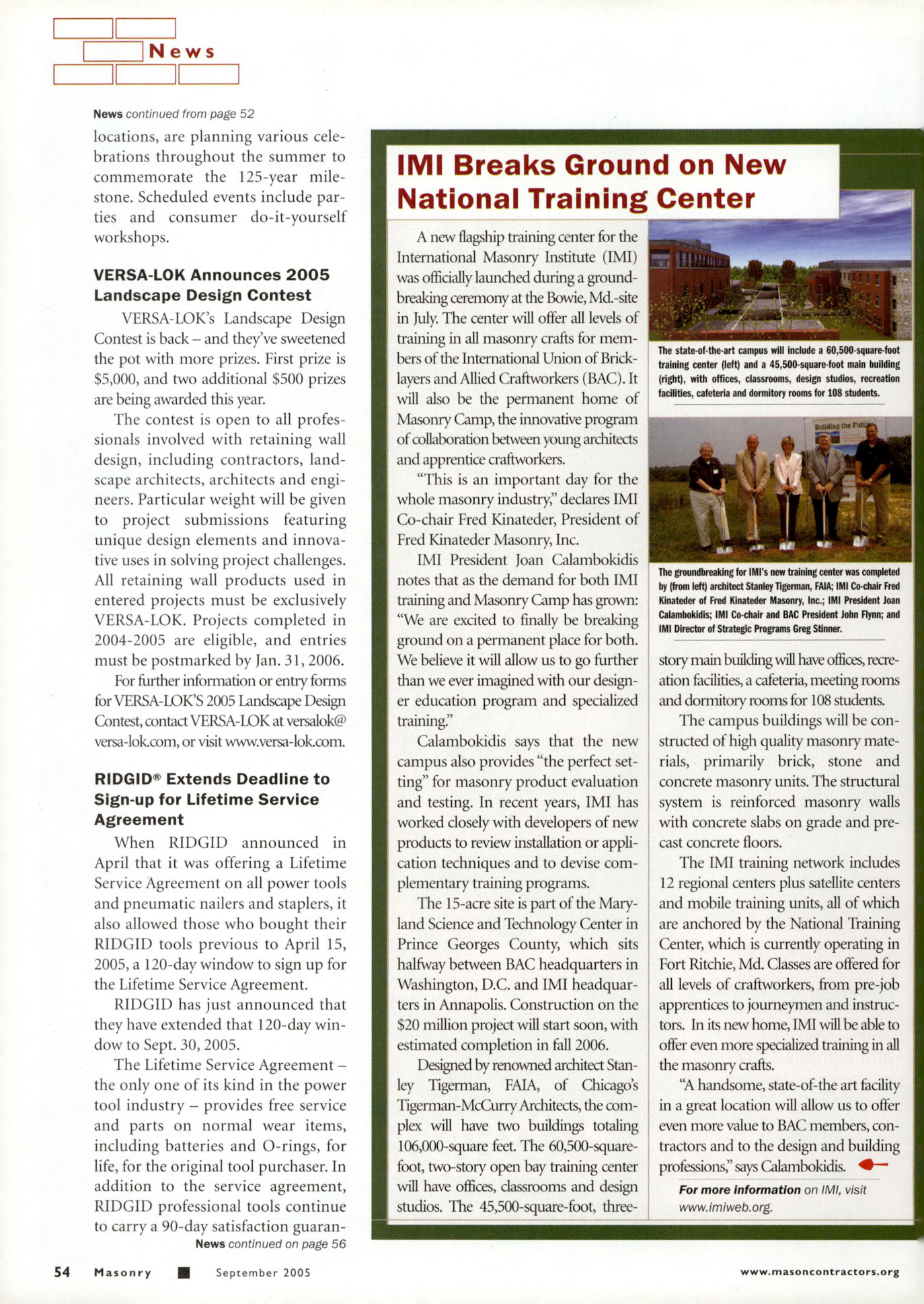 Masonry Magazine September 2005 Page. 56