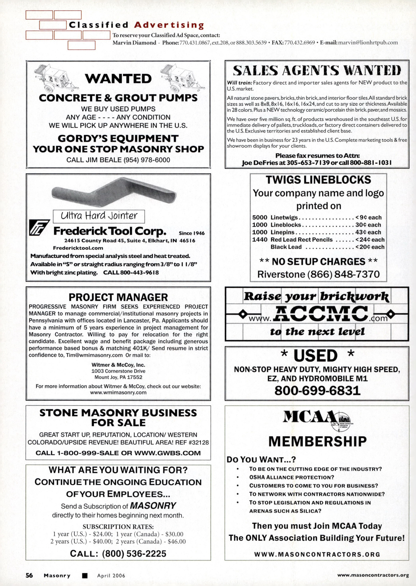 Masonry Magazine April 2006 Page. 58