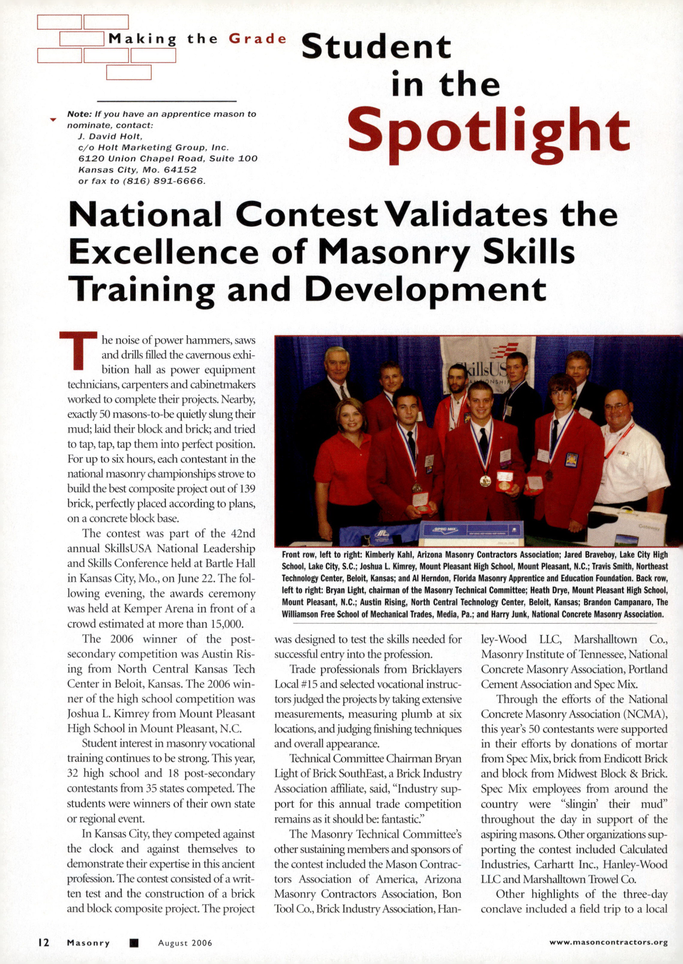 Masonry Magazine August 2006 Page. 14