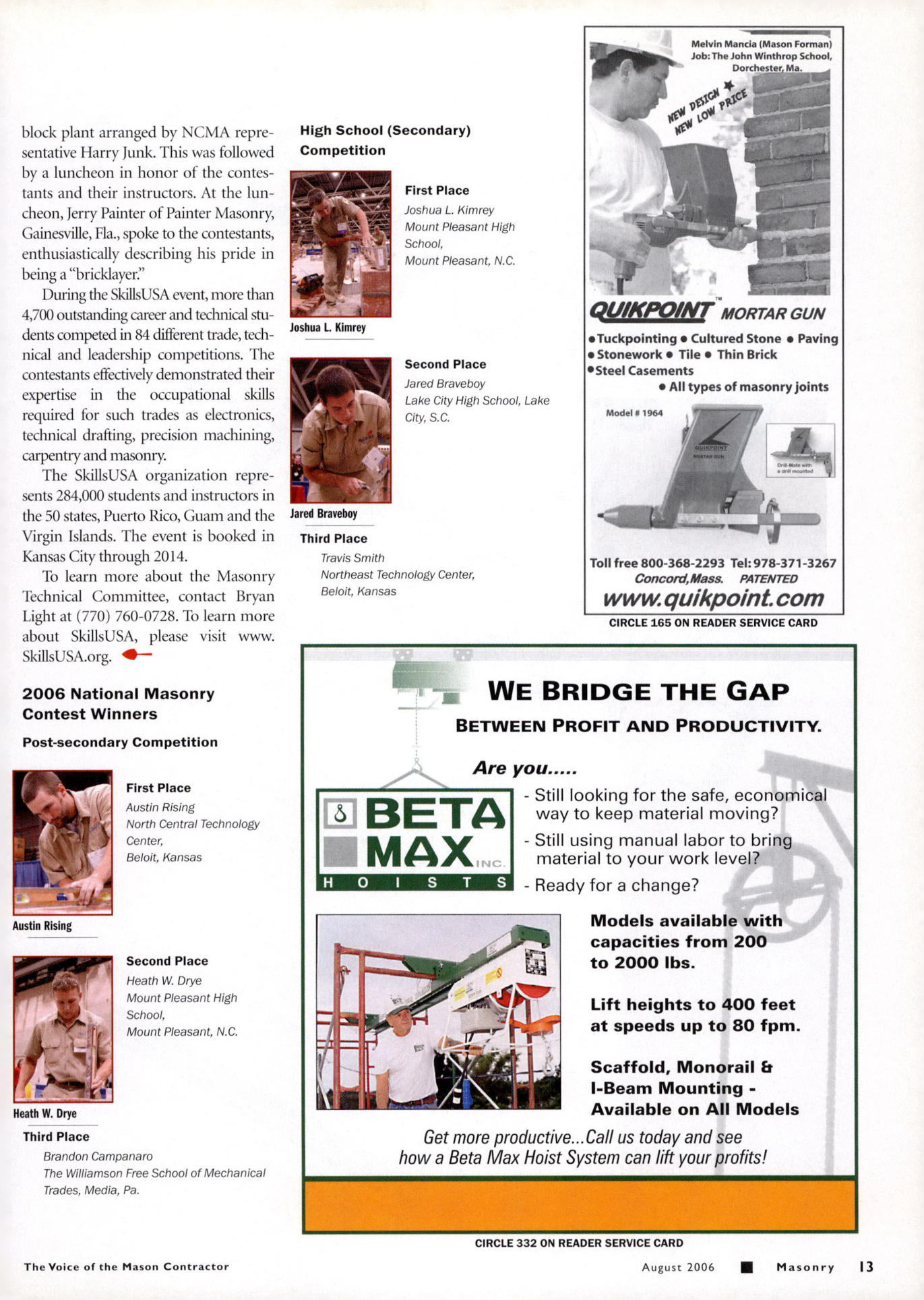 Masonry Magazine August 2006 Page. 15