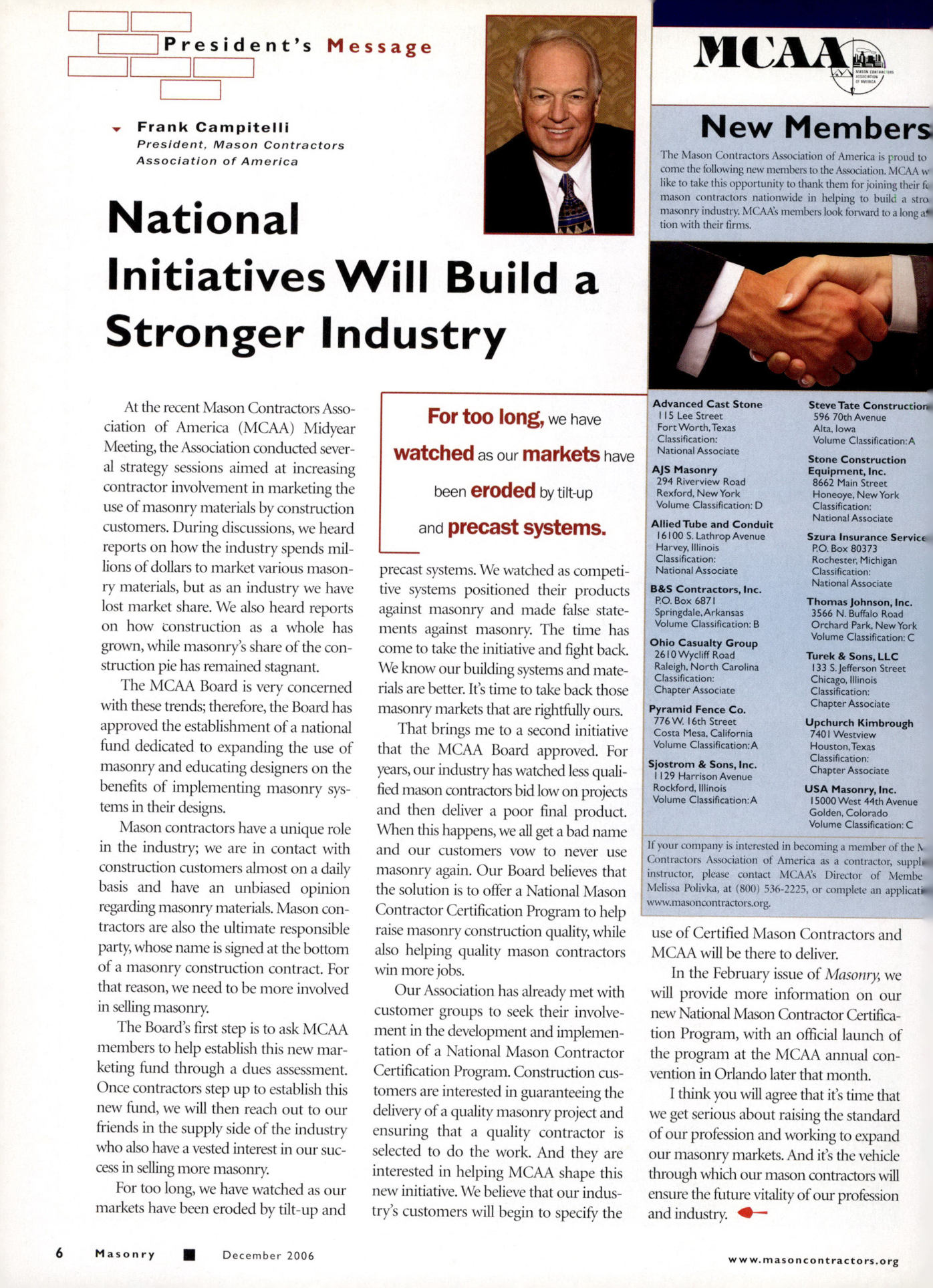 Masonry Magazine December 2006 Page. 8