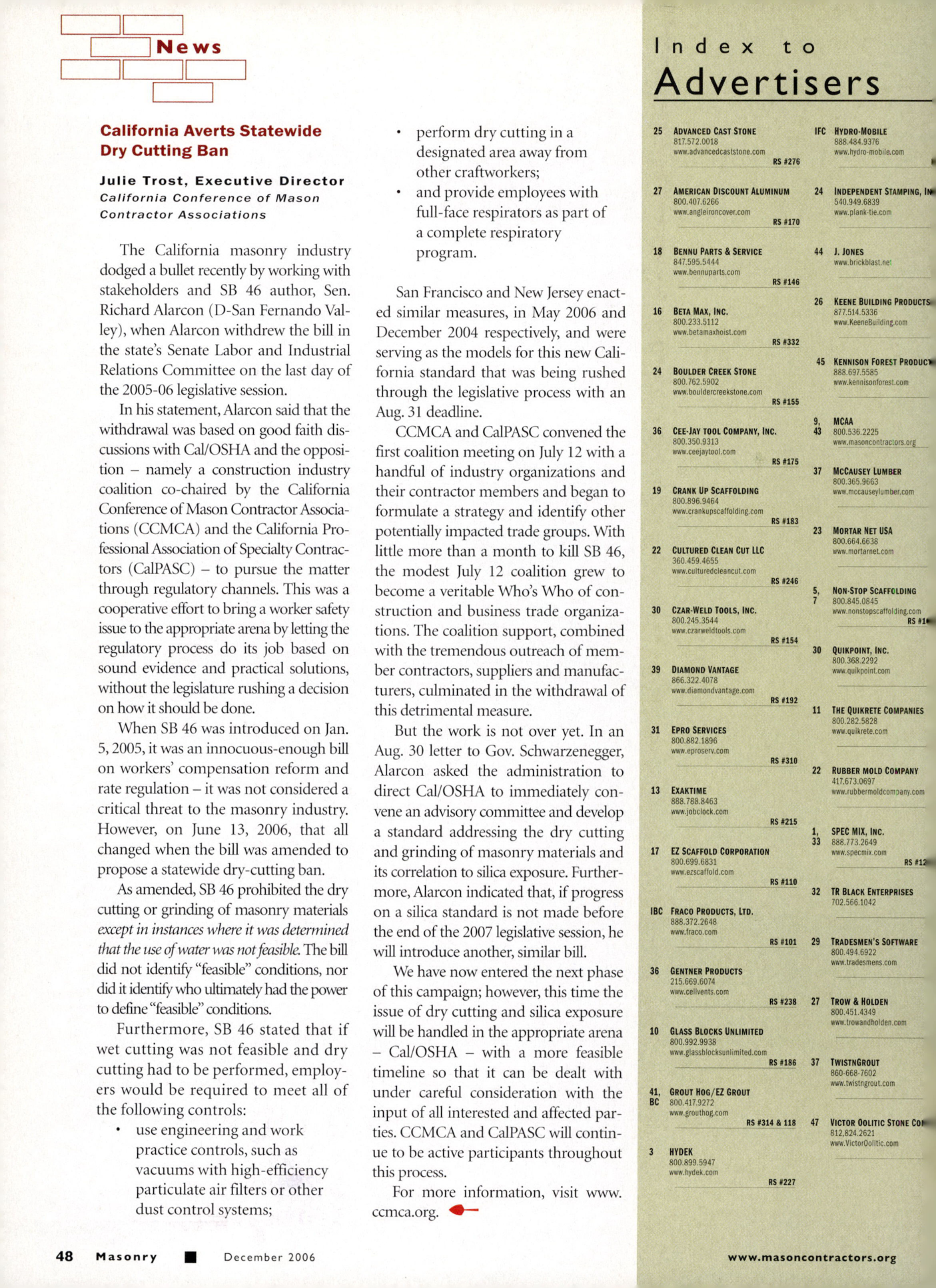 Masonry Magazine December 2006 Page. 50