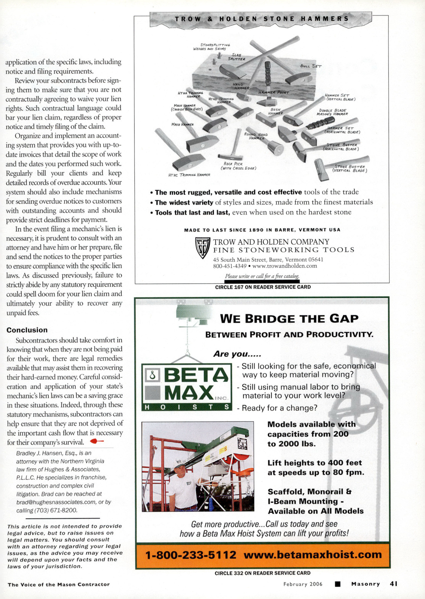 Masonry Magazine February 2006 Page. 43