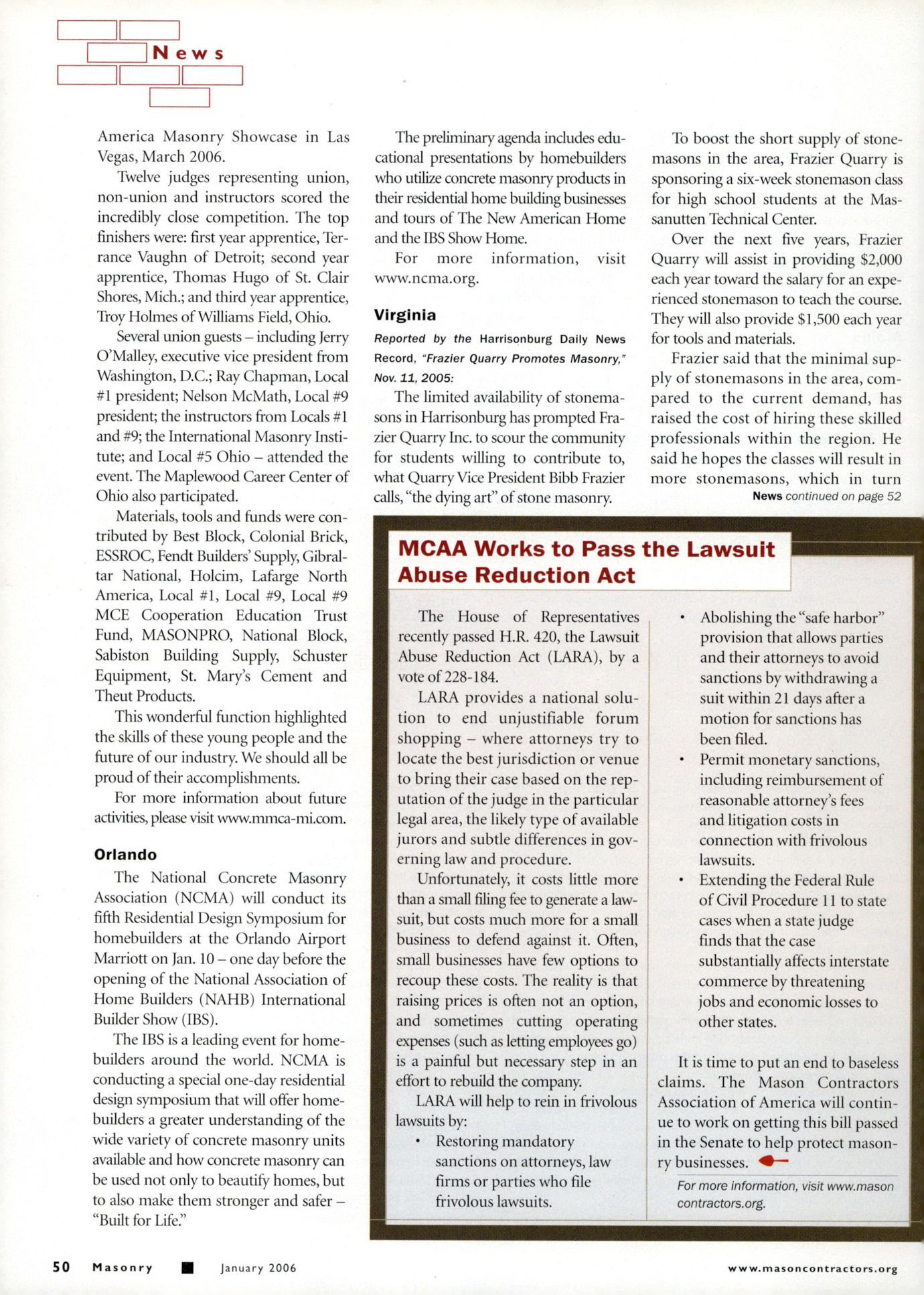 Masonry Magazine January 2006 Page. 52
