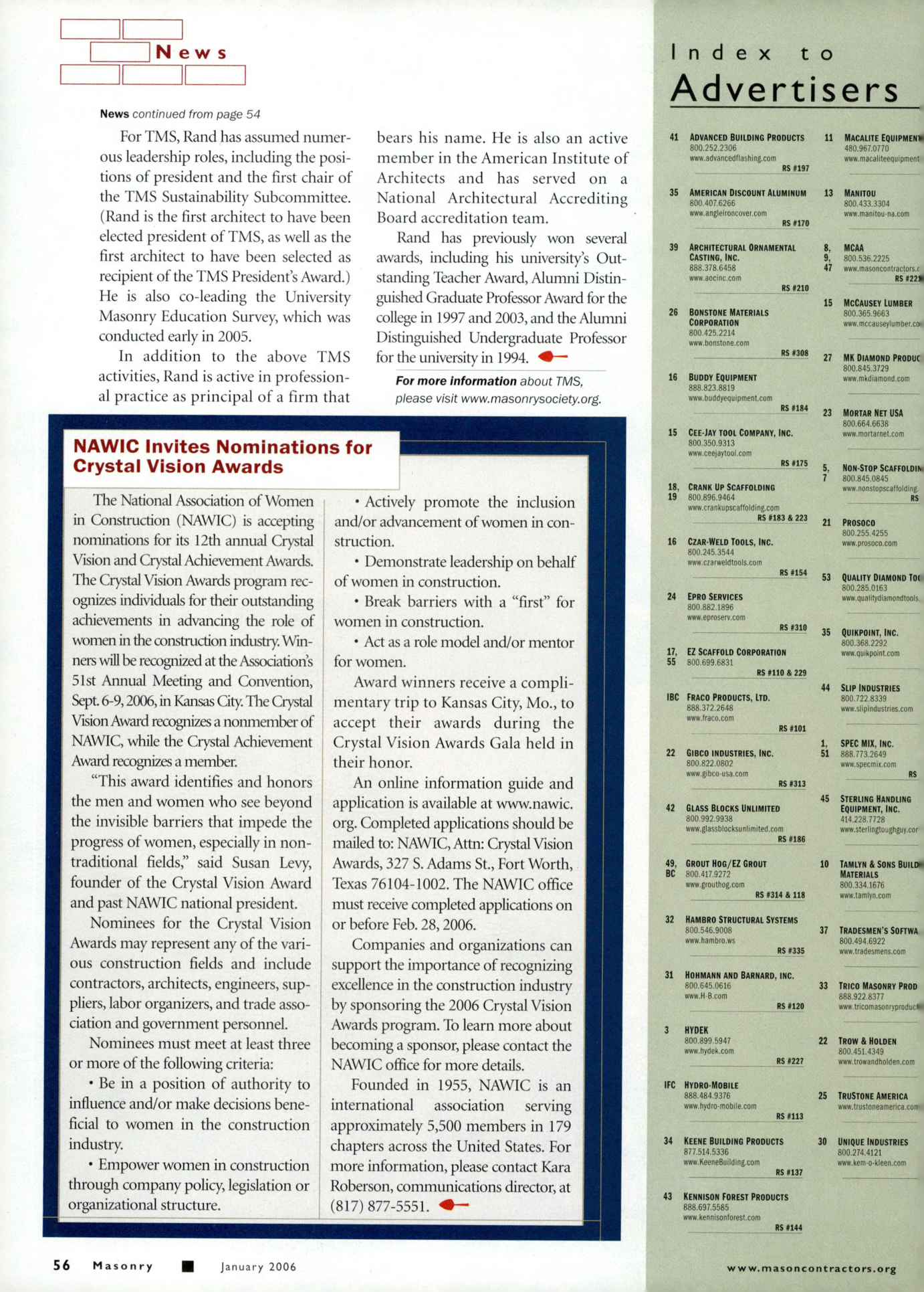 Masonry Magazine January 2006 Page. 58