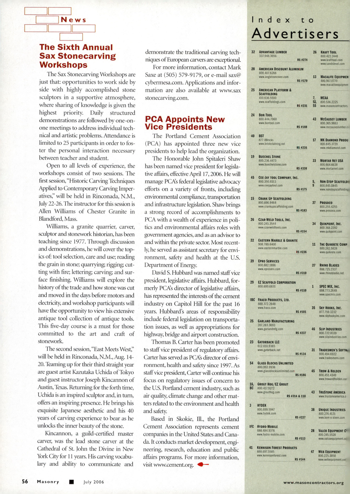 Masonry Magazine July 2006 Page. 58