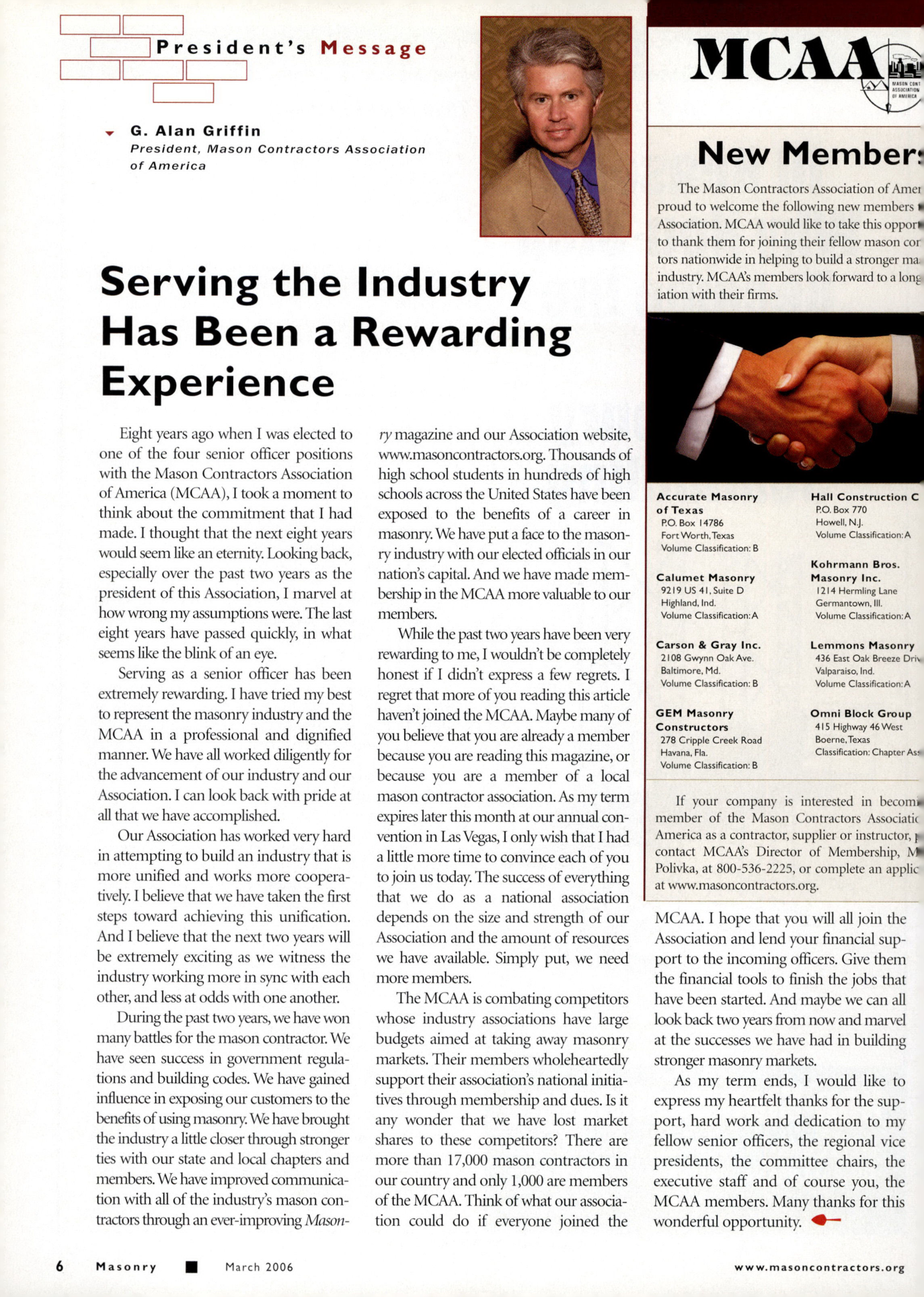 Masonry Magazine March 2006 Page. 8