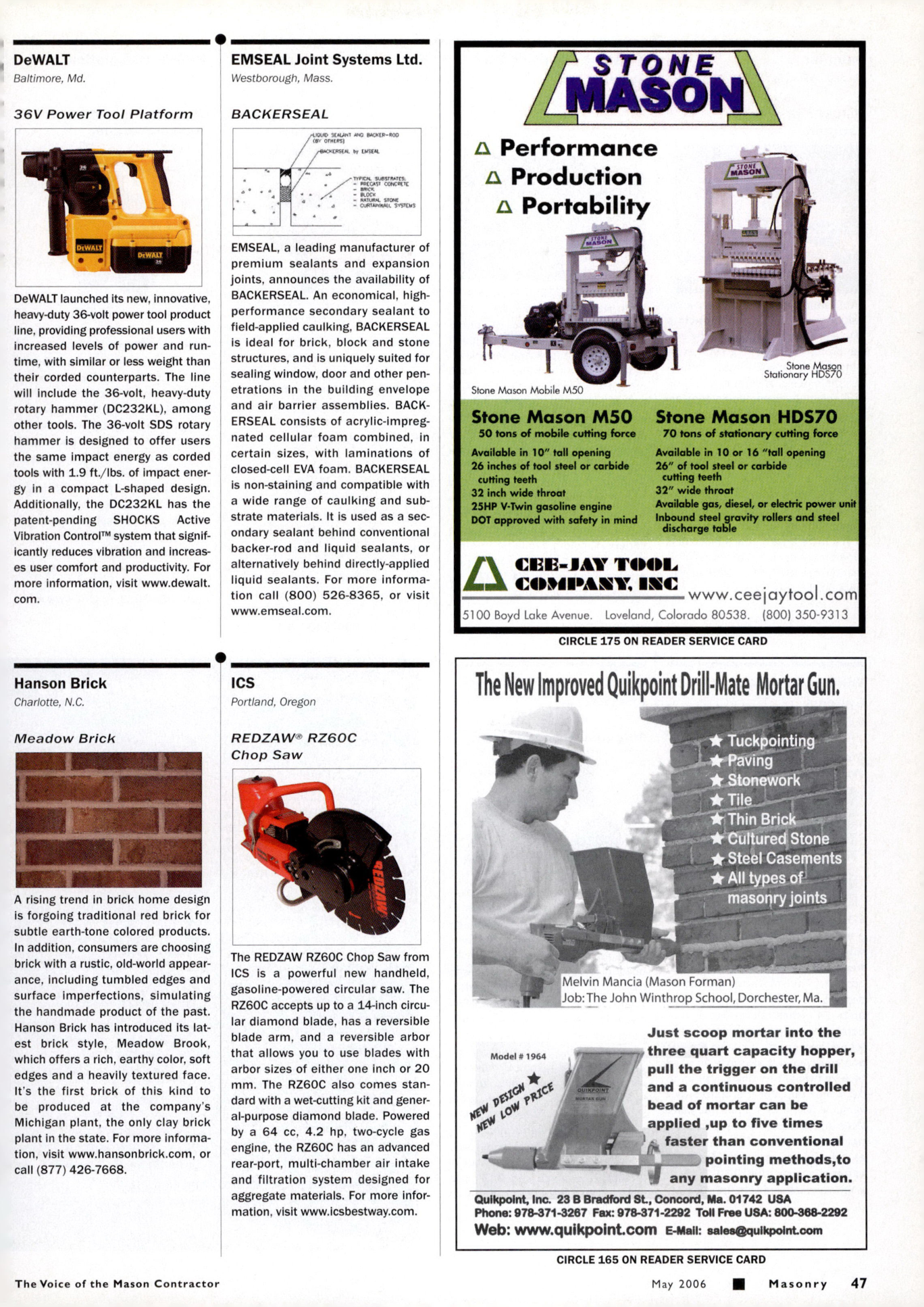 Masonry Magazine May 2006 Page. 49