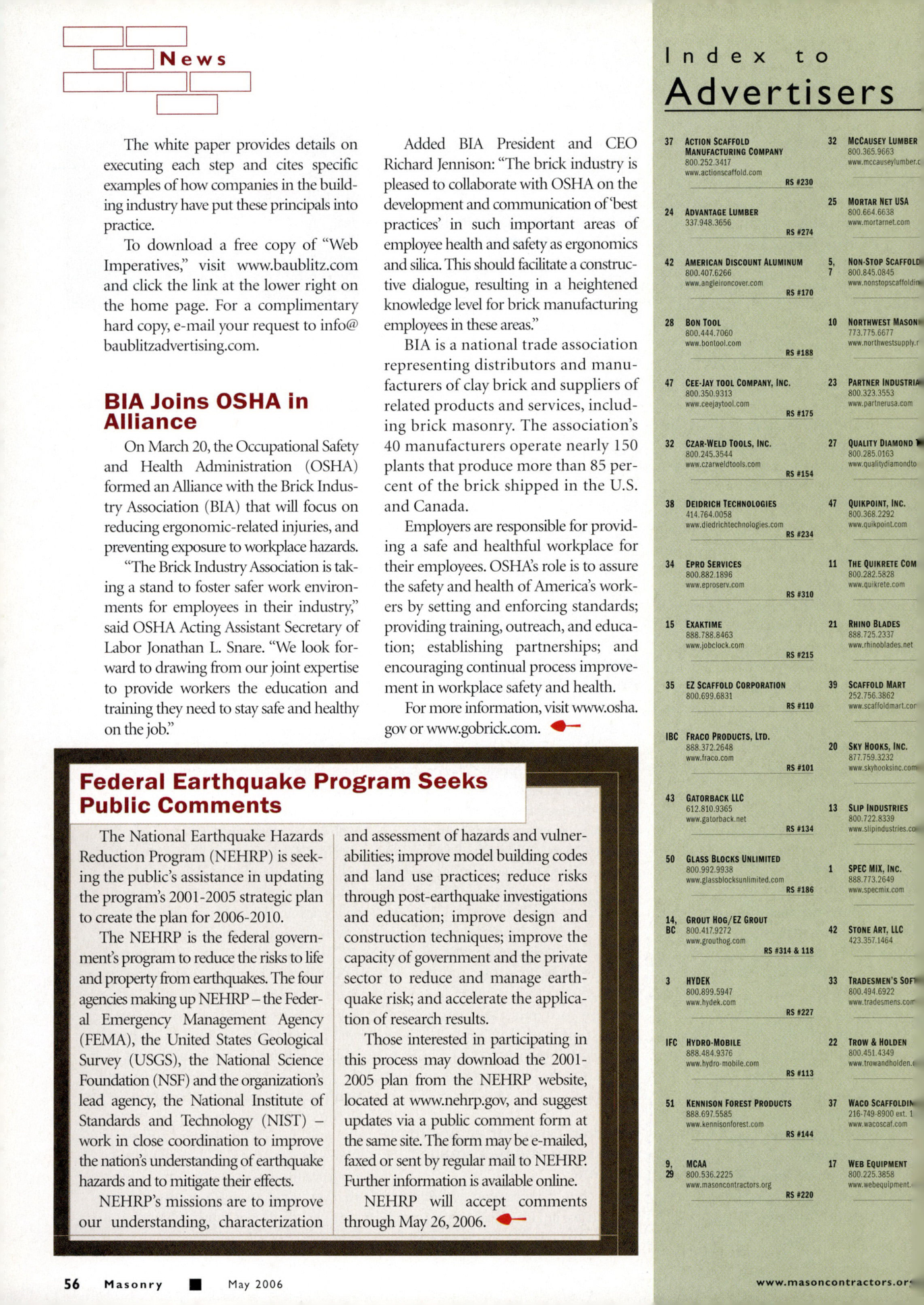 Masonry Magazine May 2006 Page. 58
