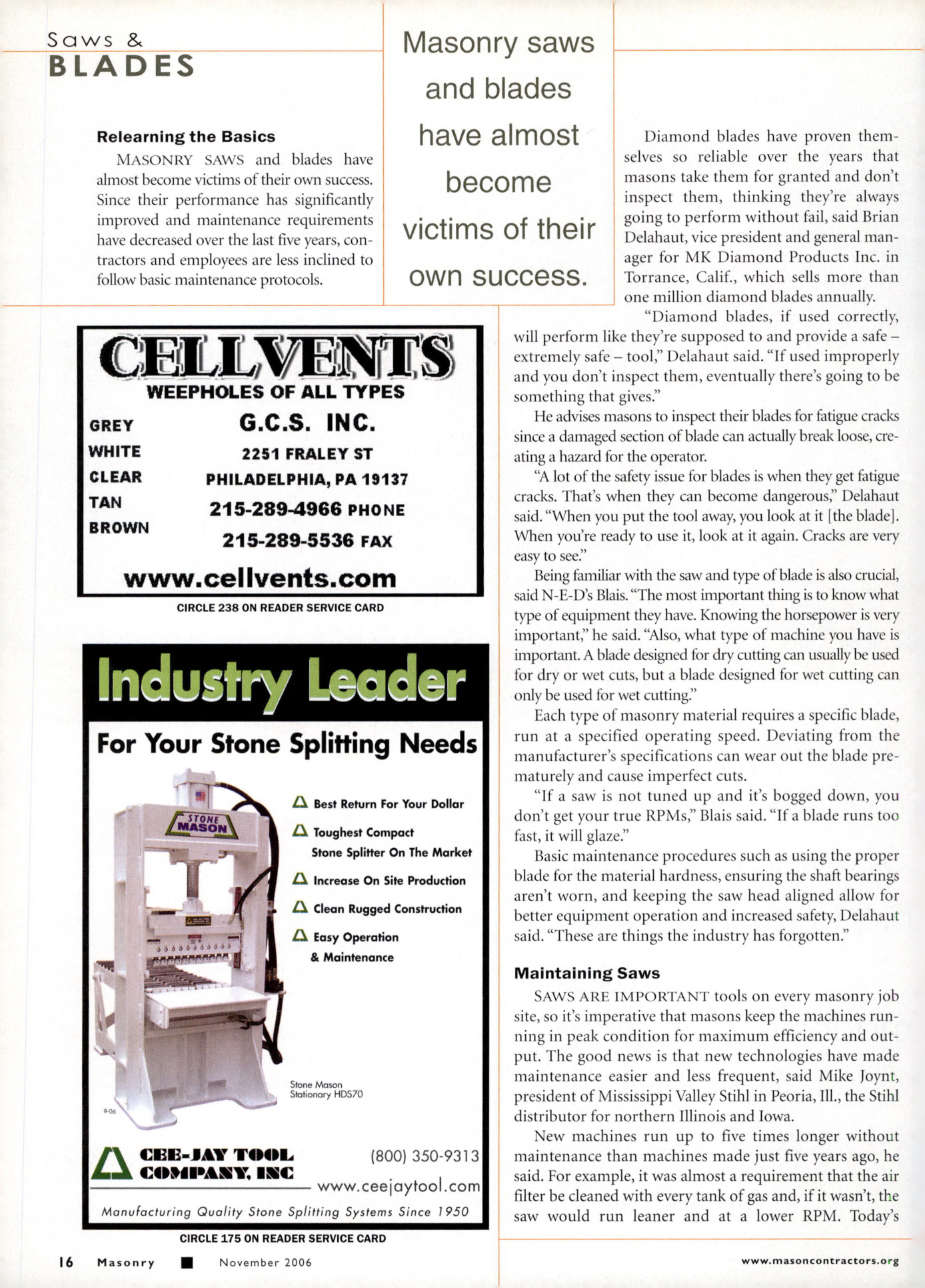 Masonry Magazine November 2006 Page. 18