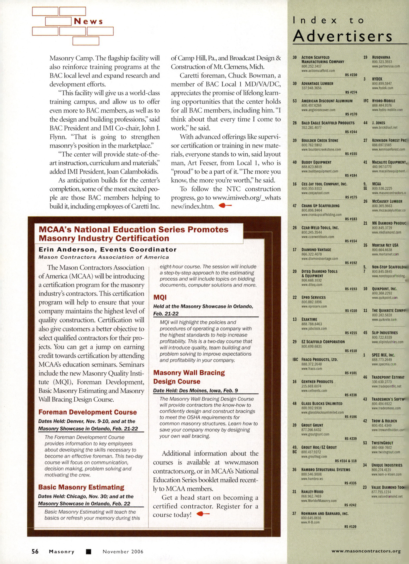 Masonry Magazine November 2006 Page. 58