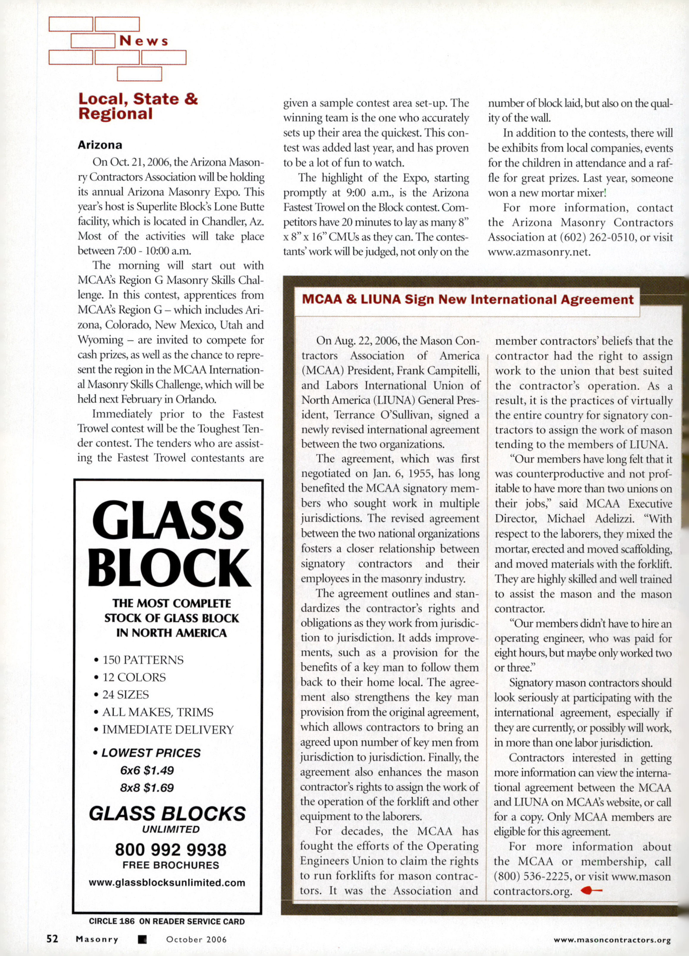 Masonry Magazine October 2006 Page. 54