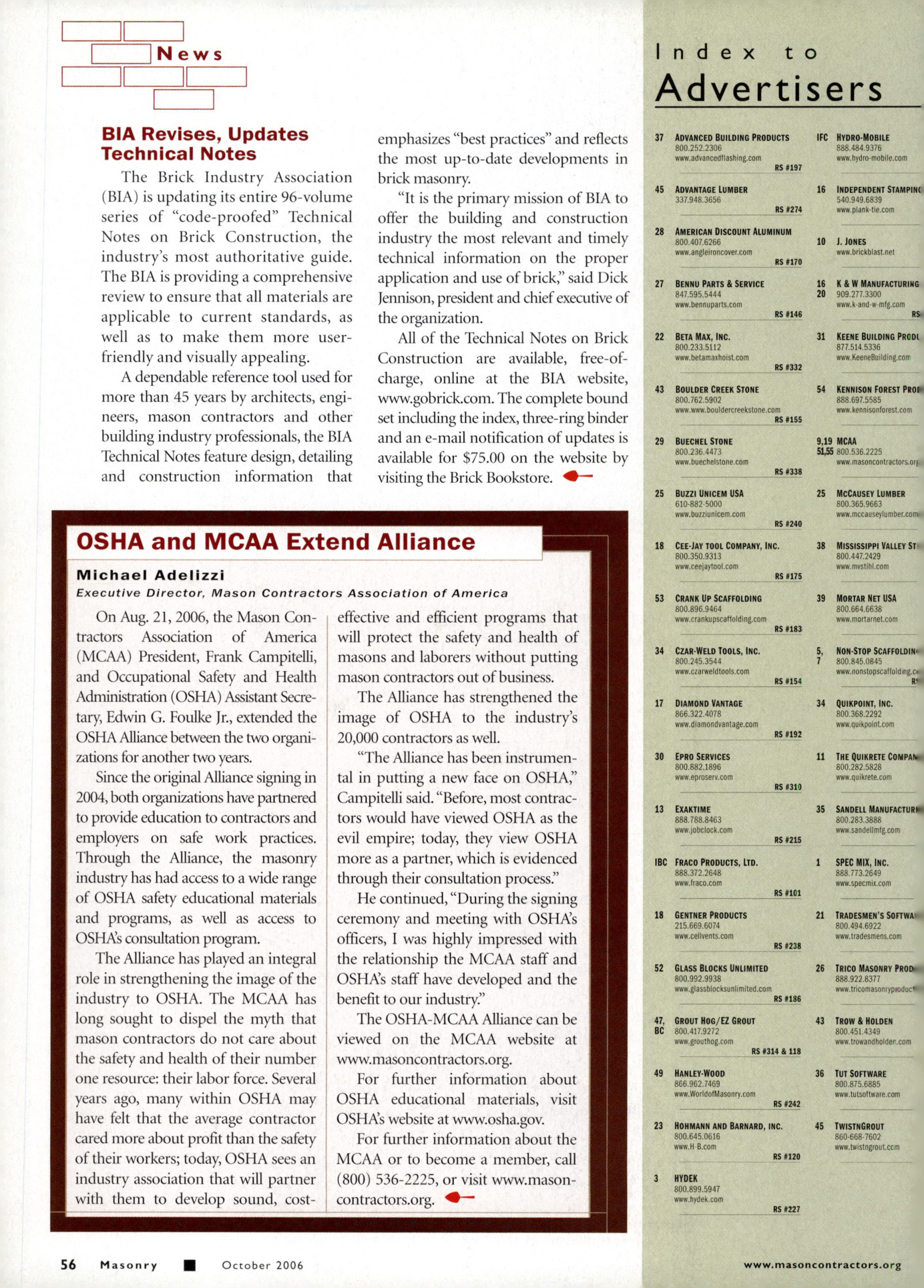 Masonry Magazine October 2006 Page. 58