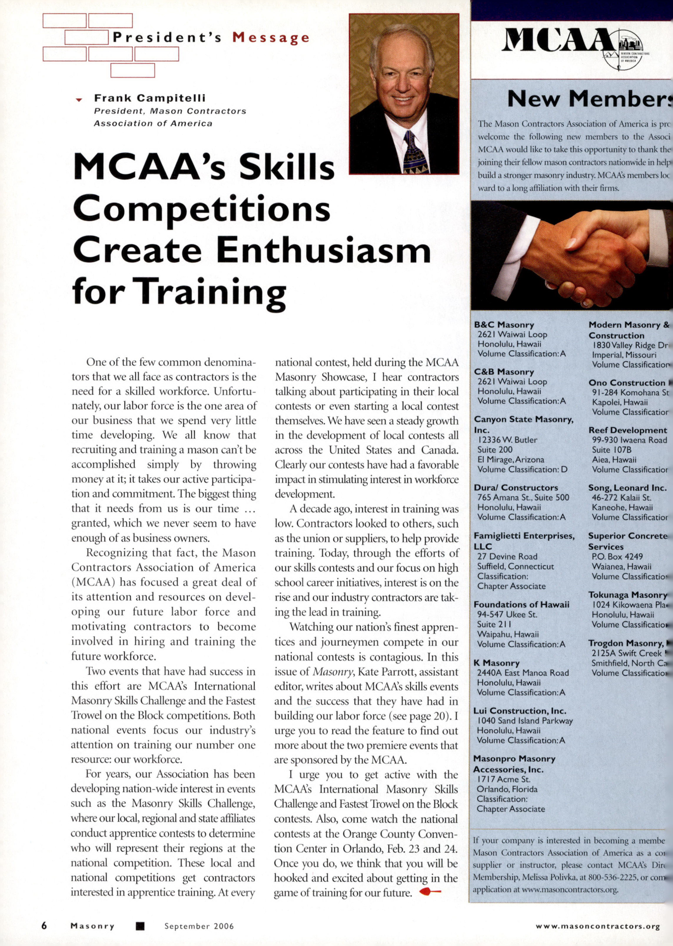 Masonry Magazine September 2006 Page. 8