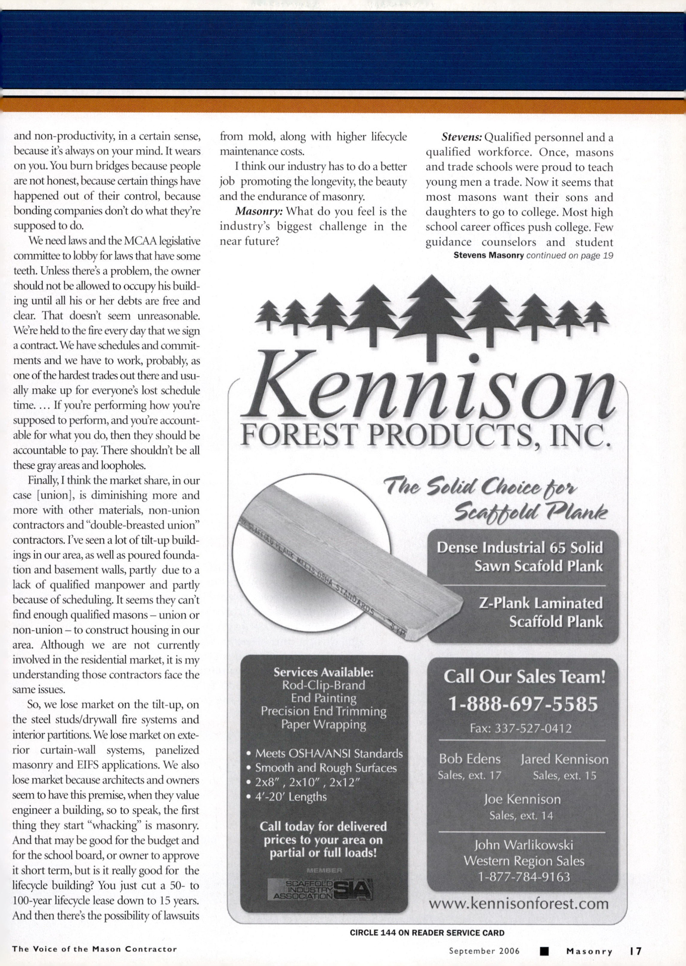 Masonry Magazine September 2006 Page. 19