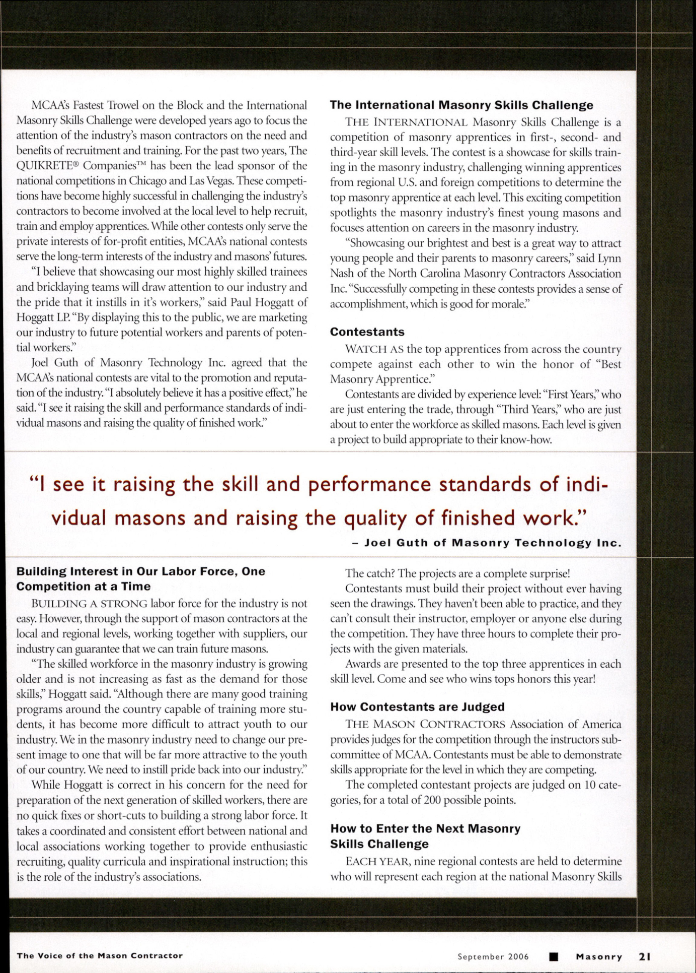 Masonry Magazine September 2006 Page. 23