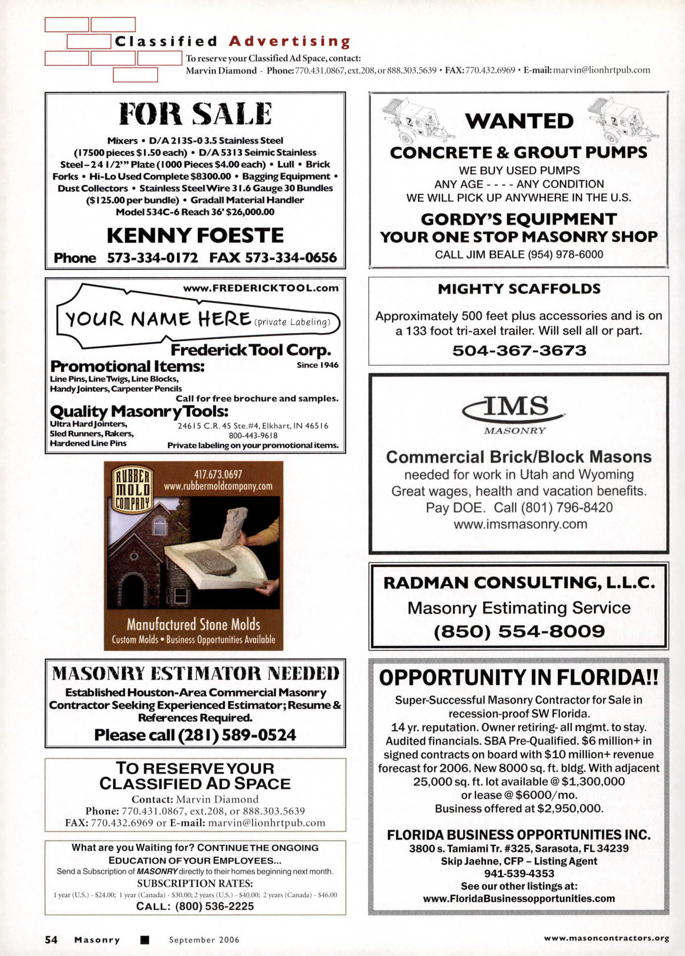 Masonry Magazine September 2006 Page. 56