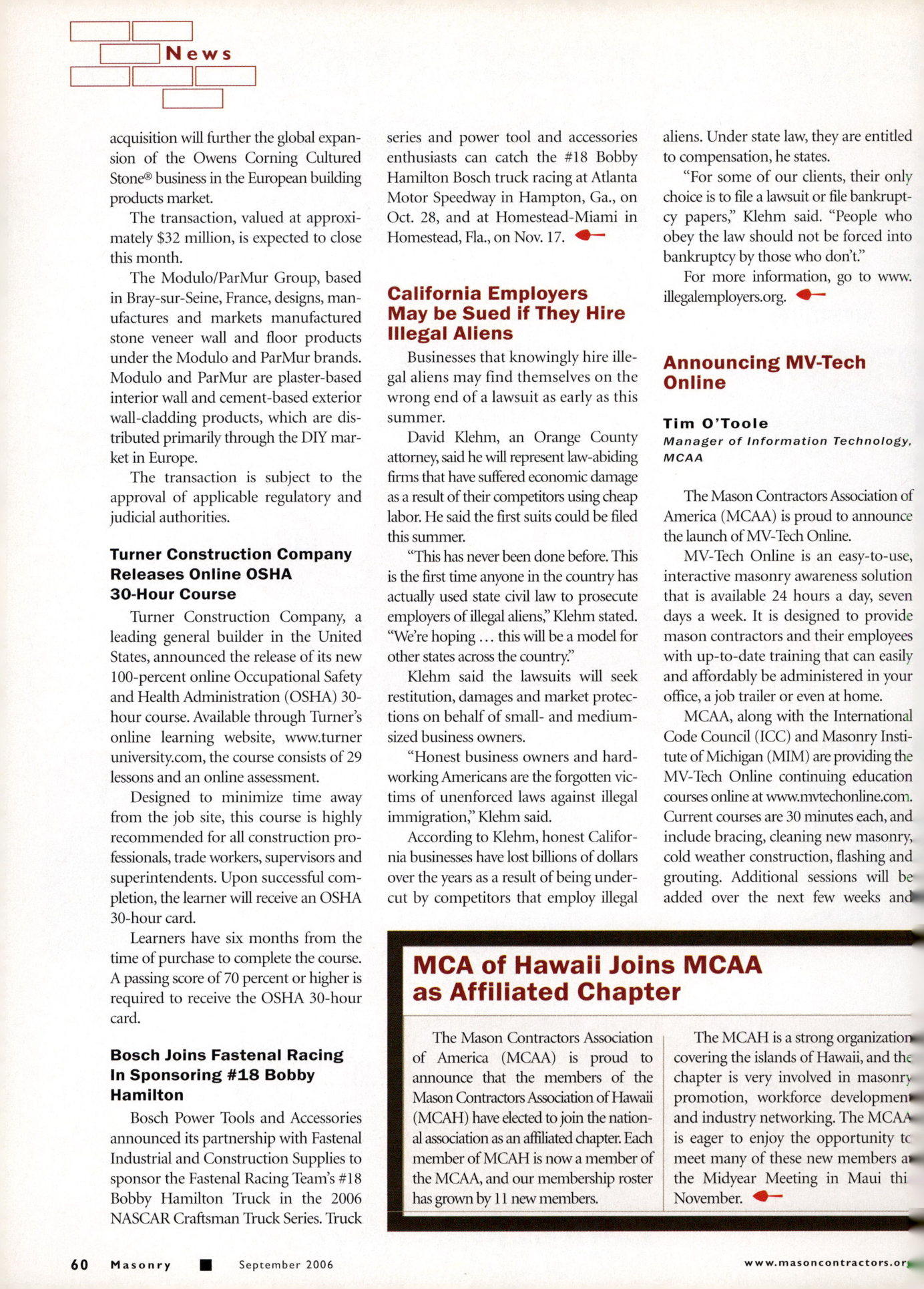 Masonry Magazine September 2006 Page. 62