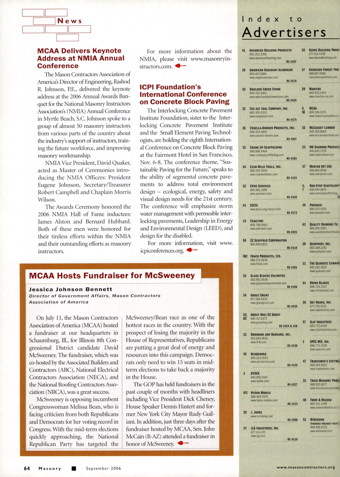 Masonry Magazine September 2006 Page. 66