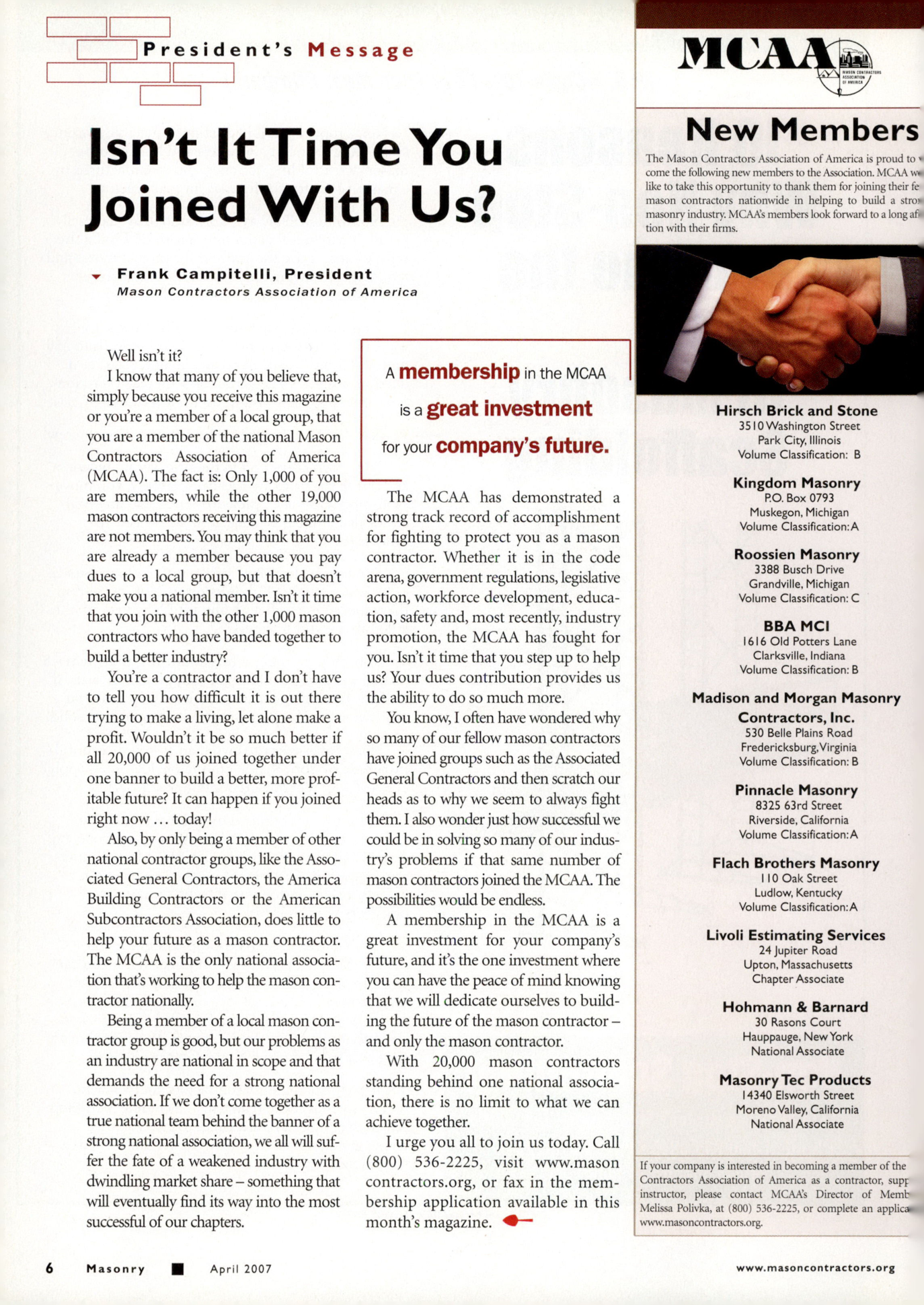 Masonry Magazine April 2007 Page. 8
