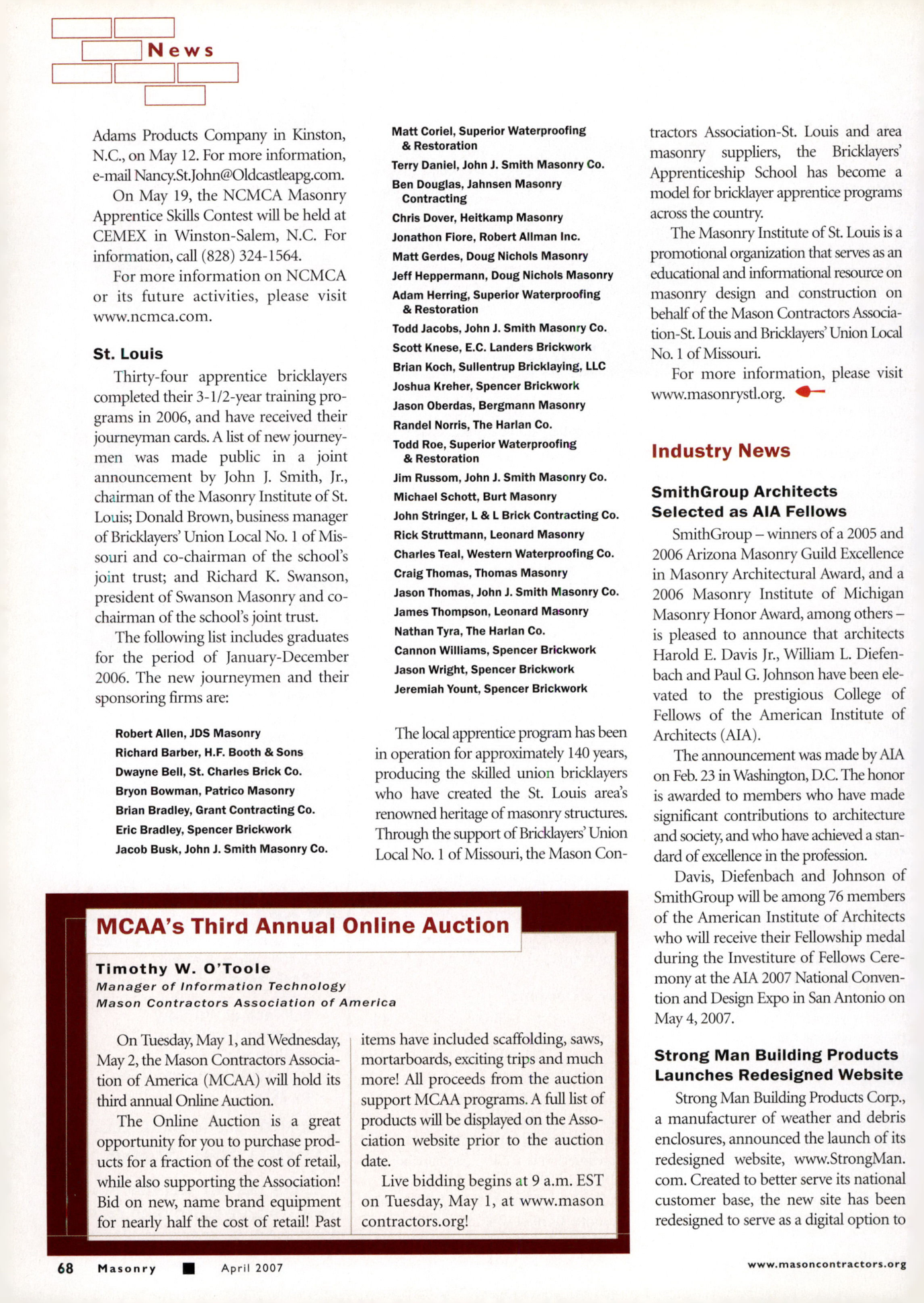 Masonry Magazine April 2007 Page. 70