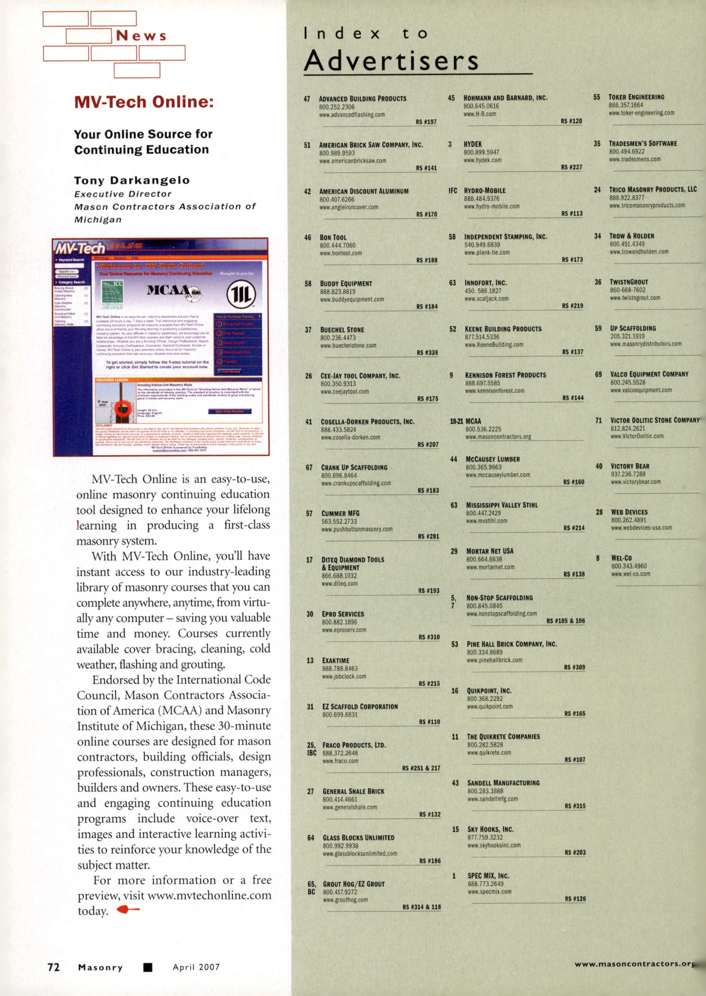 Masonry Magazine April 2007 Page. 74
