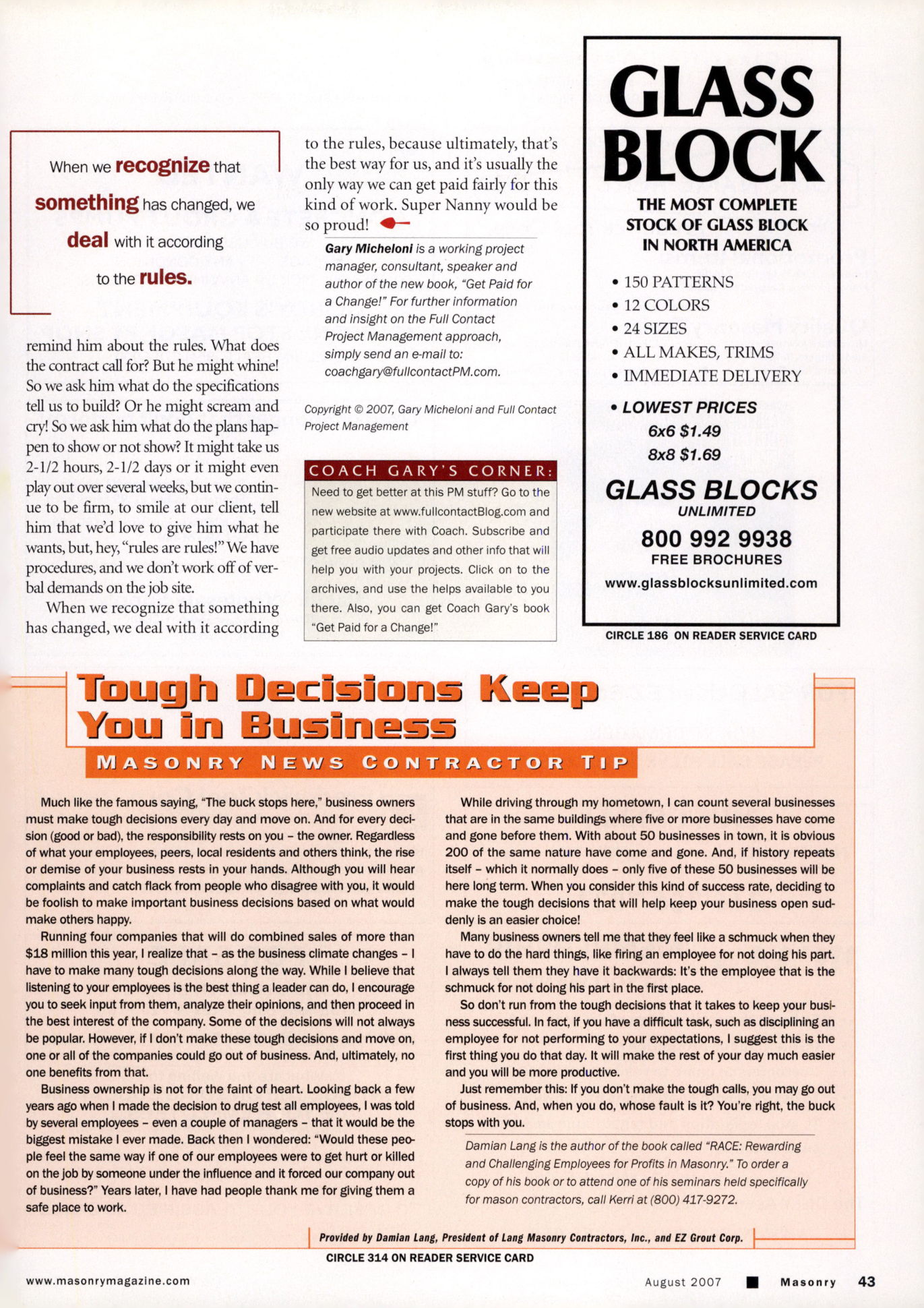 Masonry Magazine August 2007 Page. 45