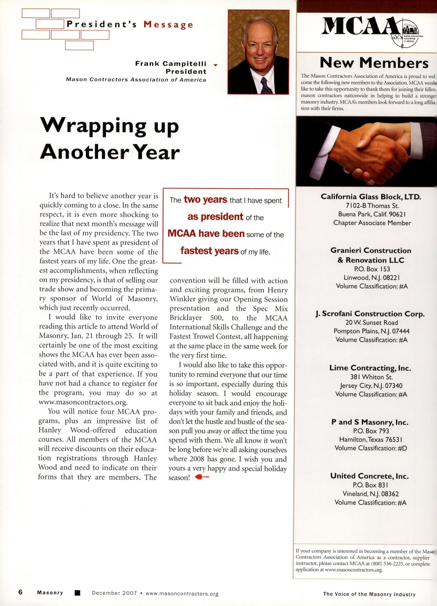 Masonry Magazine December 2007 Page. 8