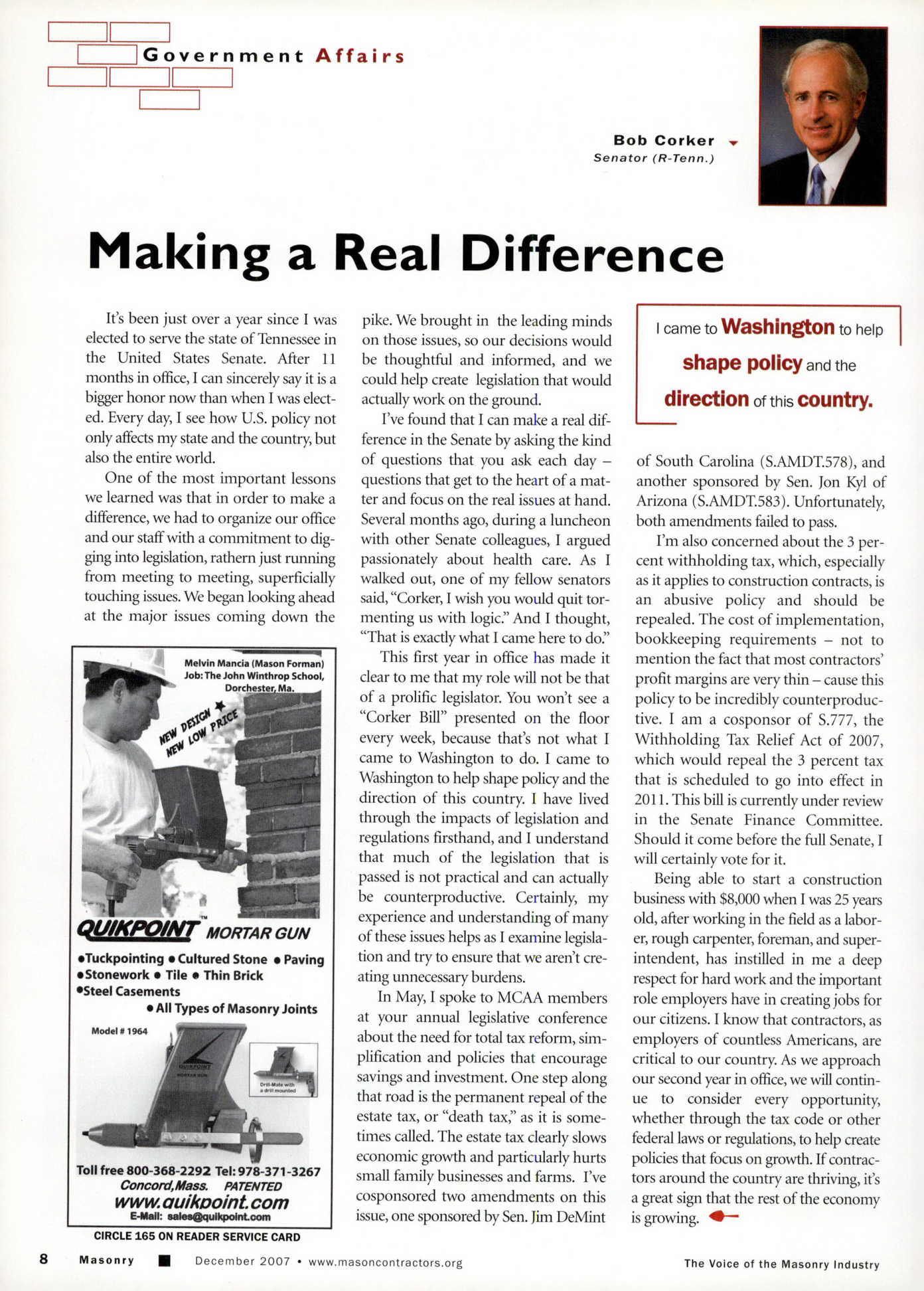 Masonry Magazine December 2007 Page. 10