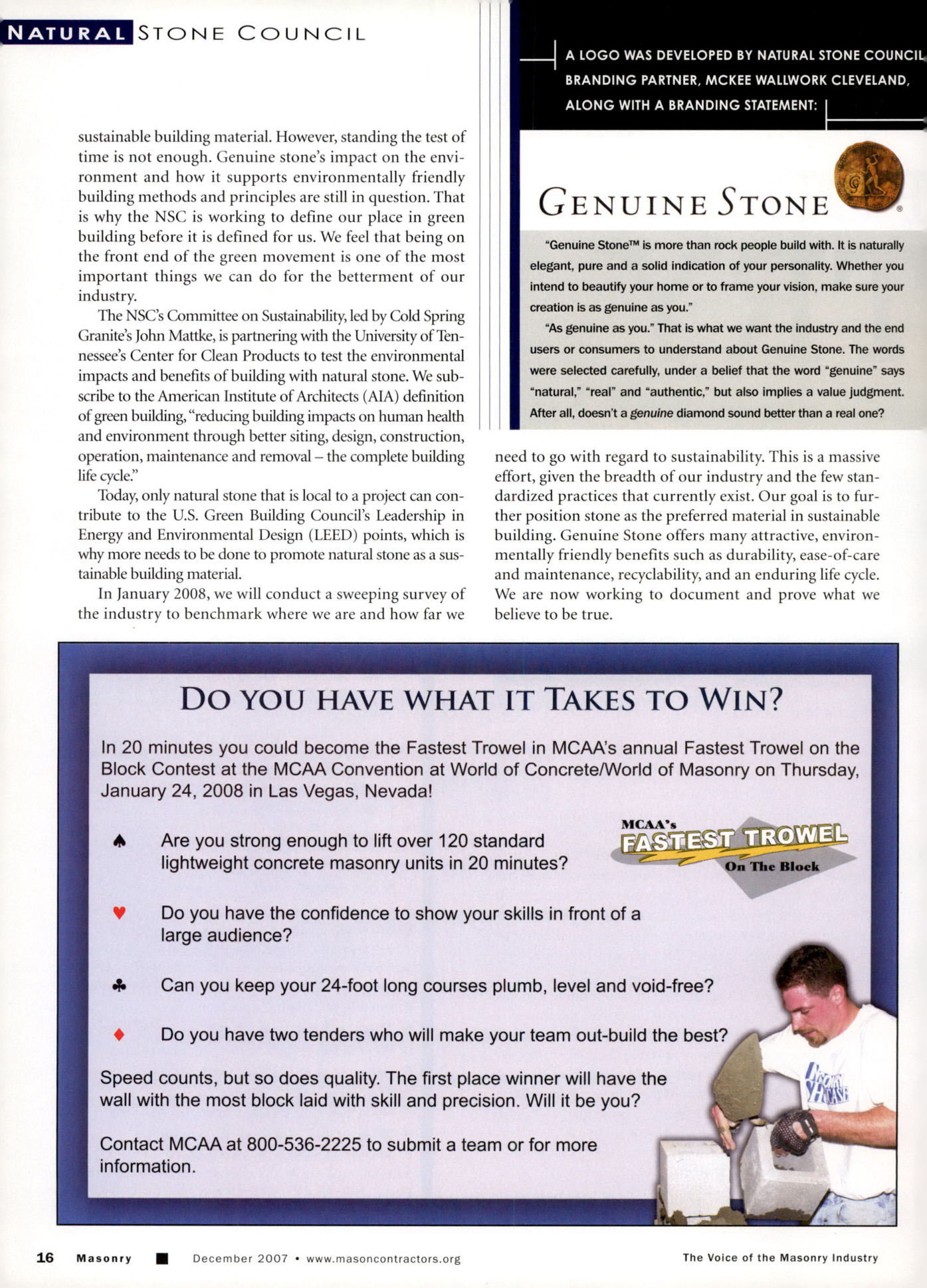 Masonry Magazine December 2007 Page. 18