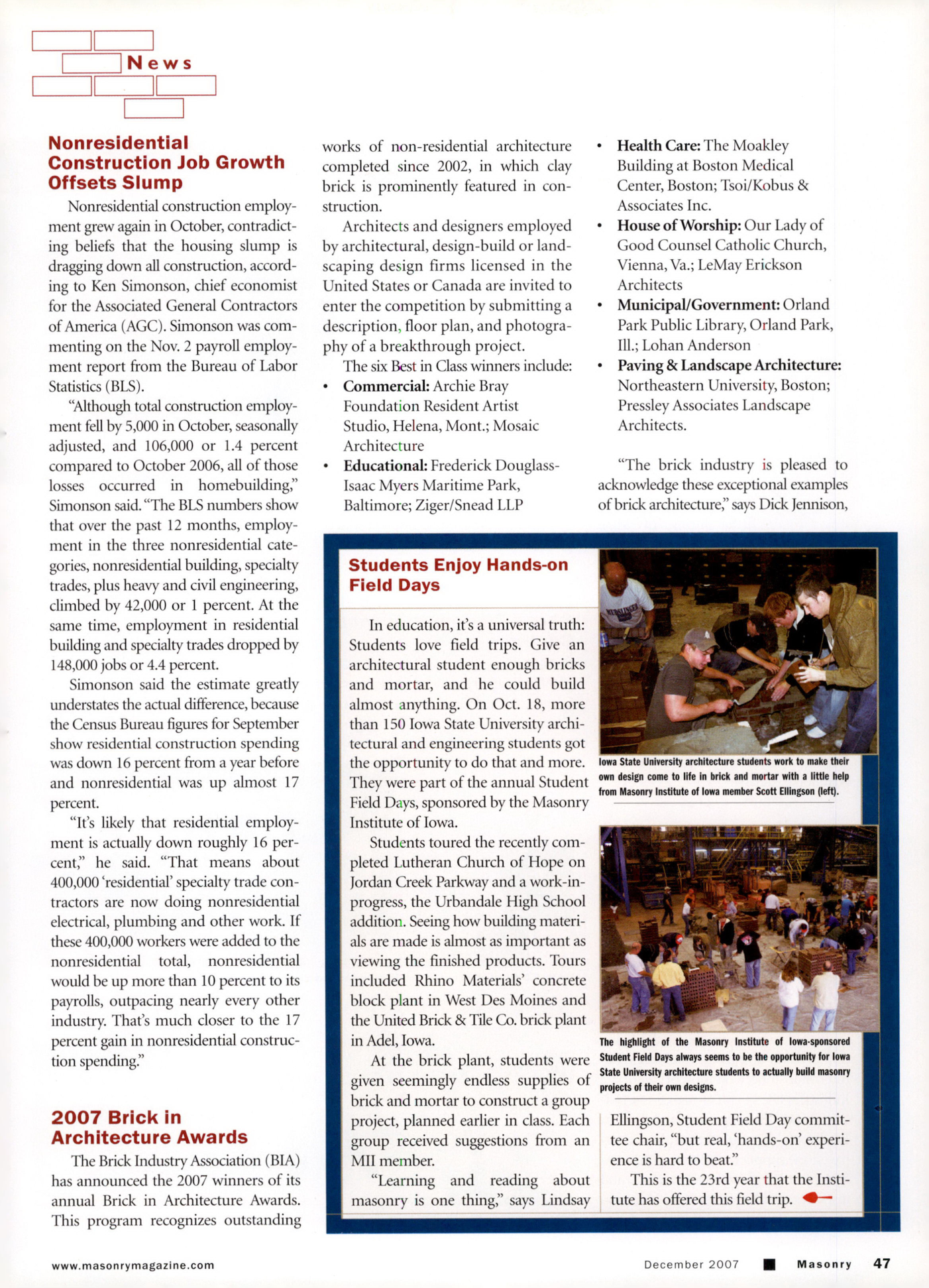 Masonry Magazine December 2007 Page. 49