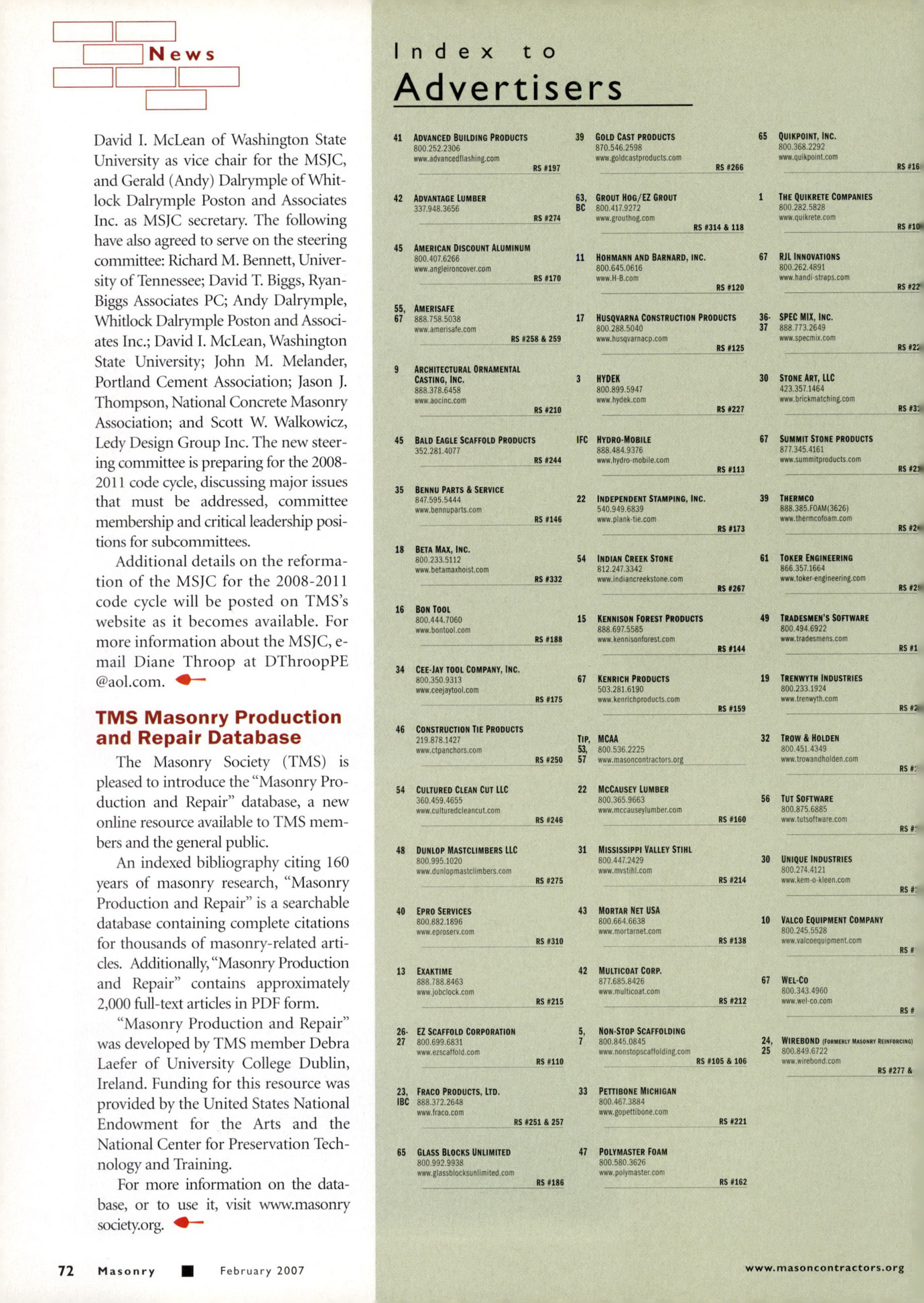 Masonry Magazine February 2007 Page. 78