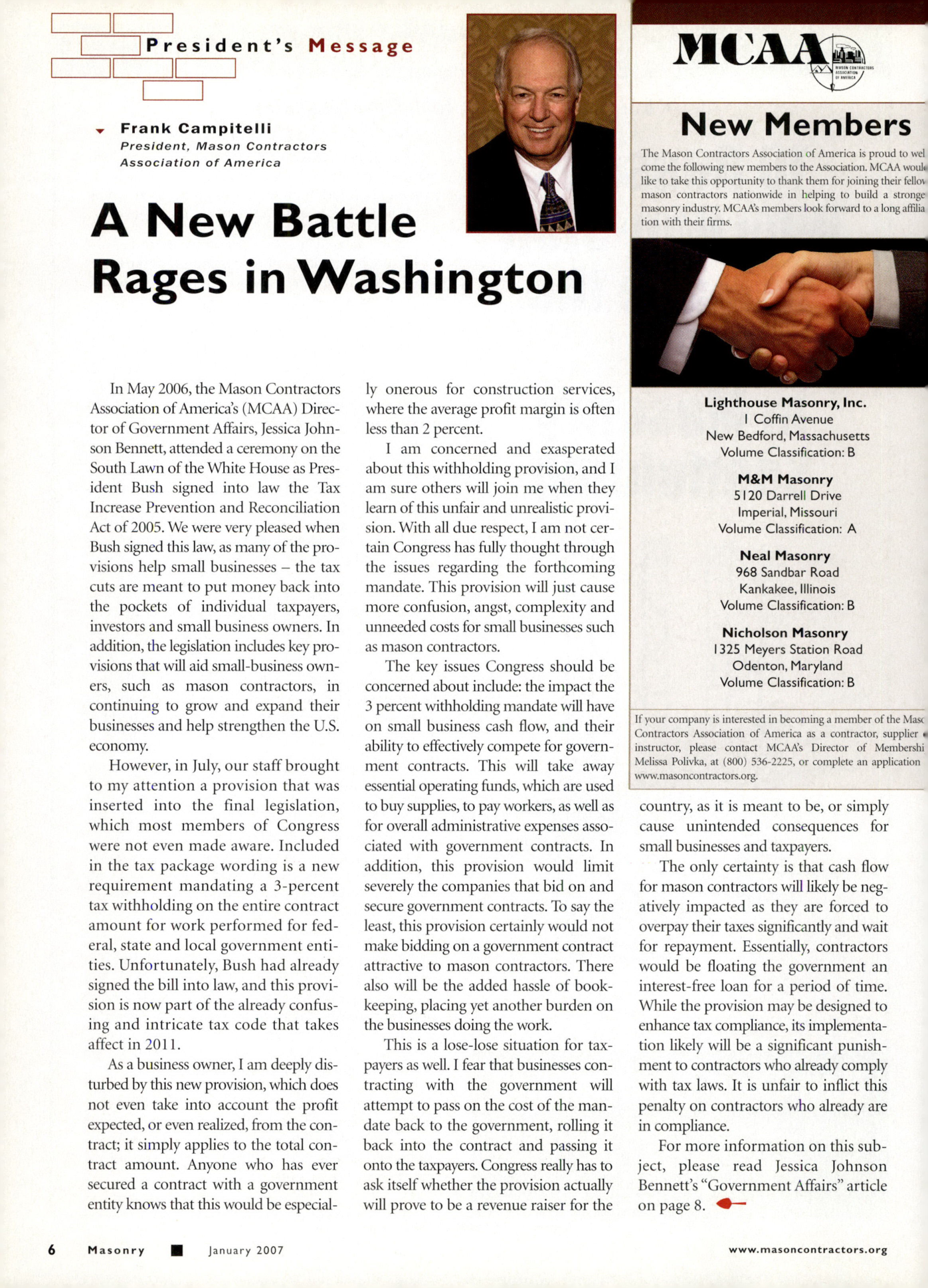 Masonry Magazine January 2007 Page. 8
