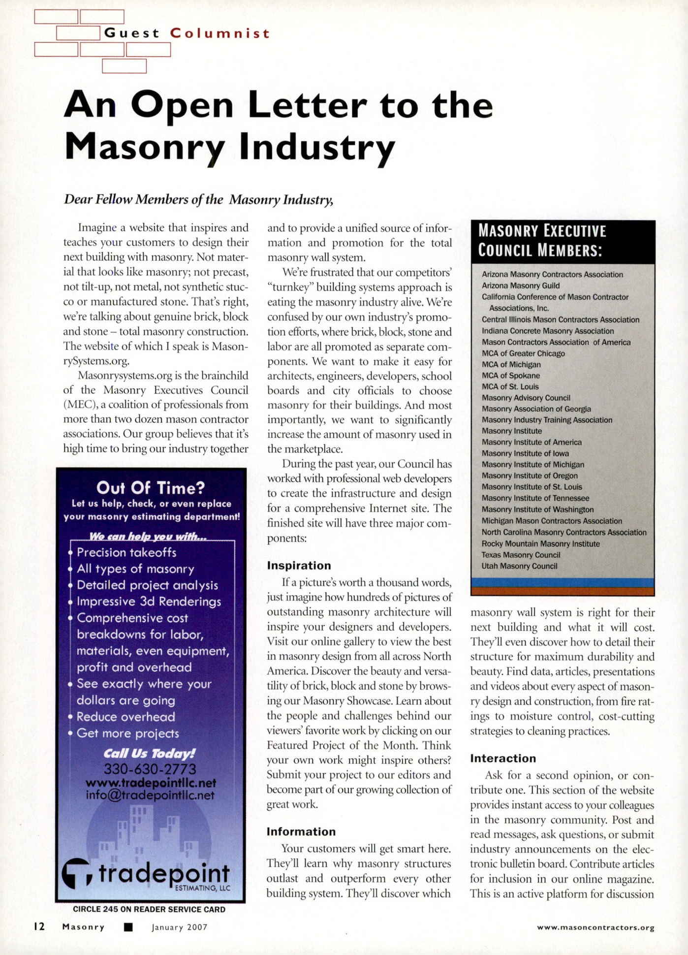 Masonry Magazine January 2007 Page. 14