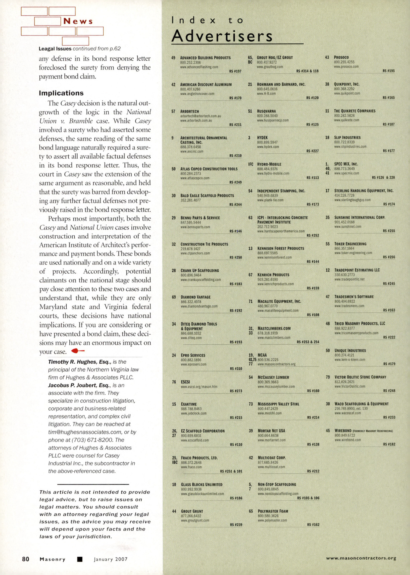 Masonry Magazine January 2007 Page. 86